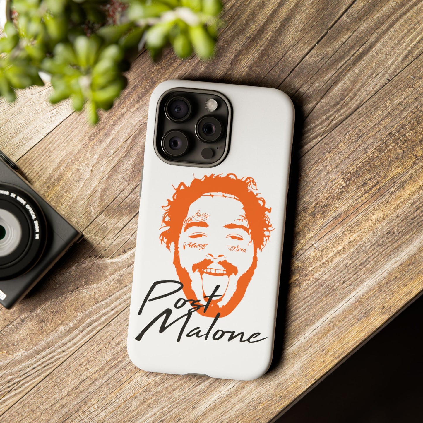 Tough iPhone Case (12–16 Pro Max) – Post Malone Name Design with Picture