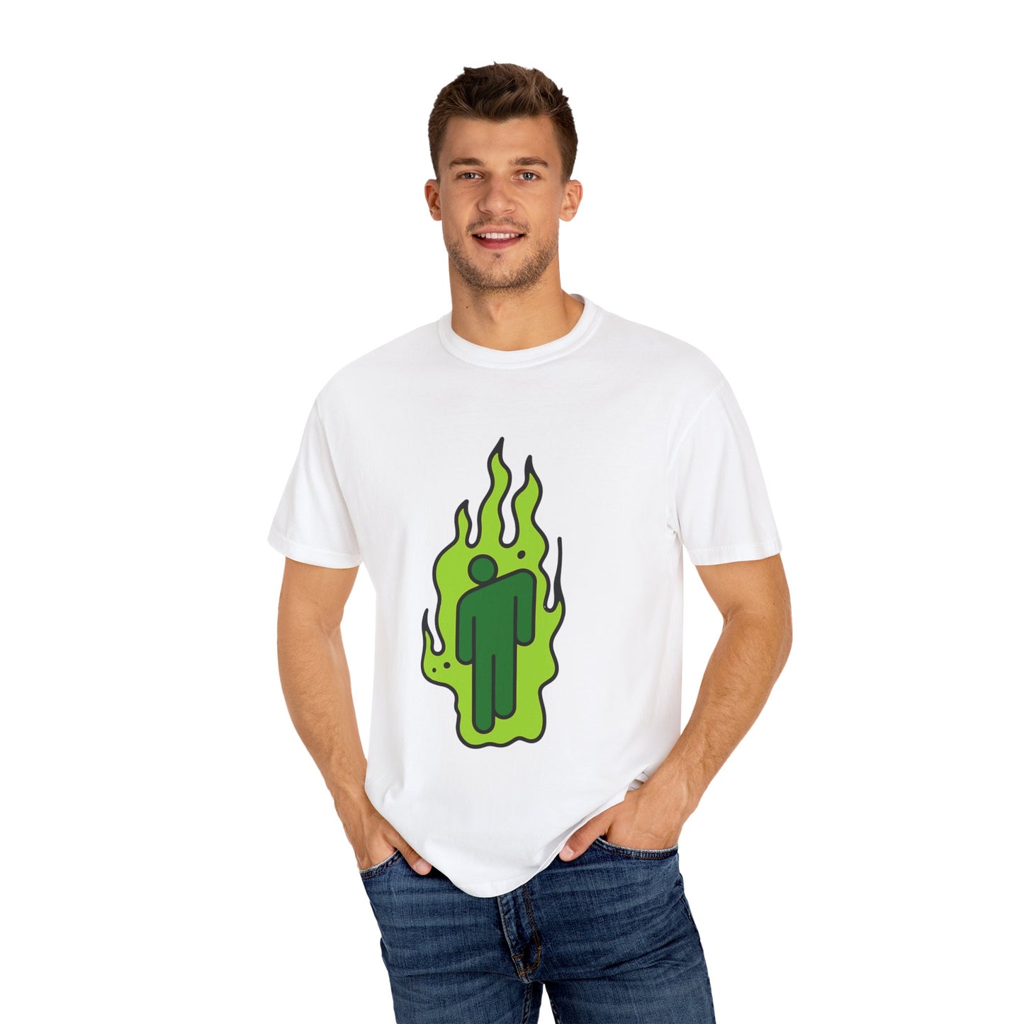 Green Flame Icon Unisex Dyed T-shirt