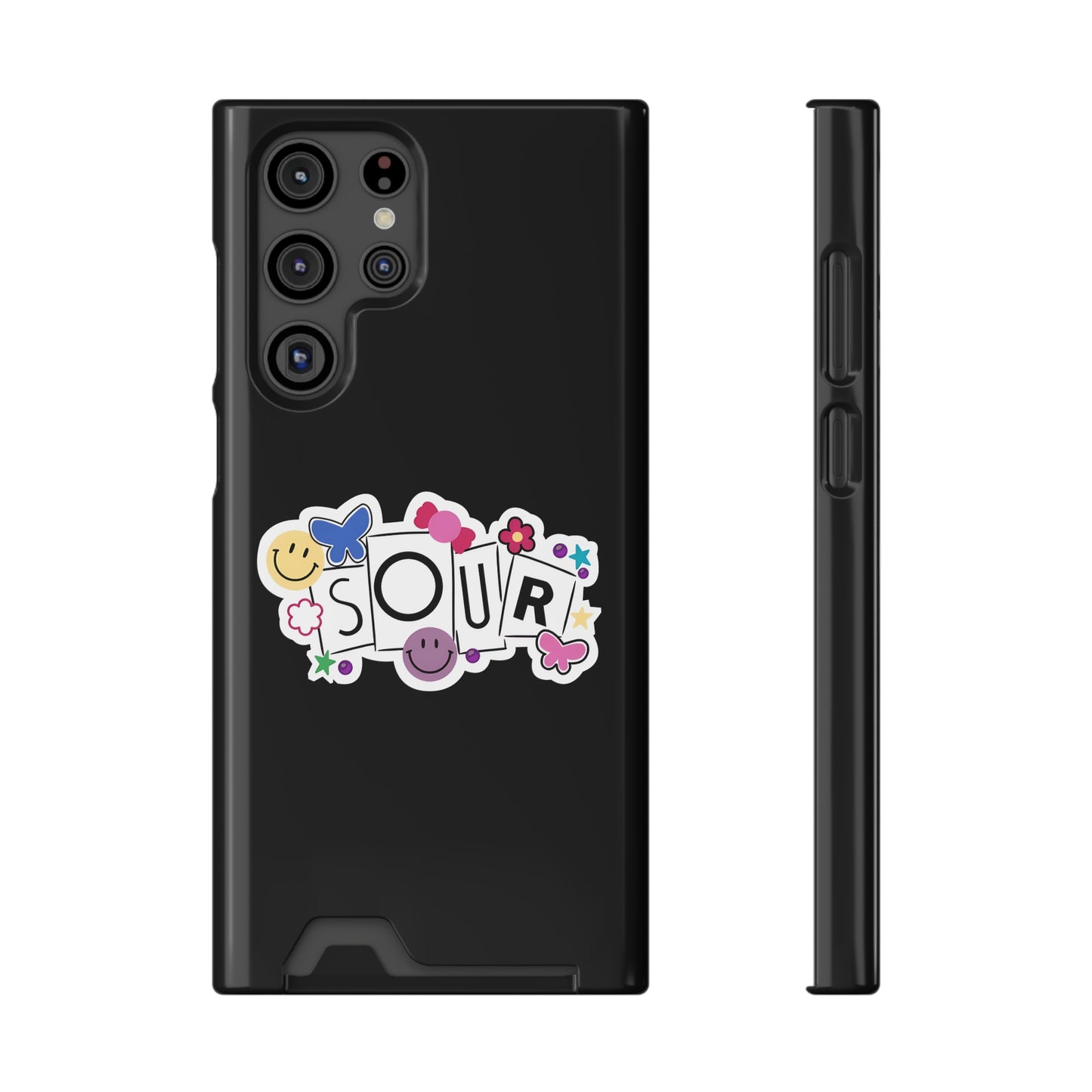 Phone Case + Card Holder For Samsung S21 to S22 – Olivia Rodrigo Sour | Black Edition