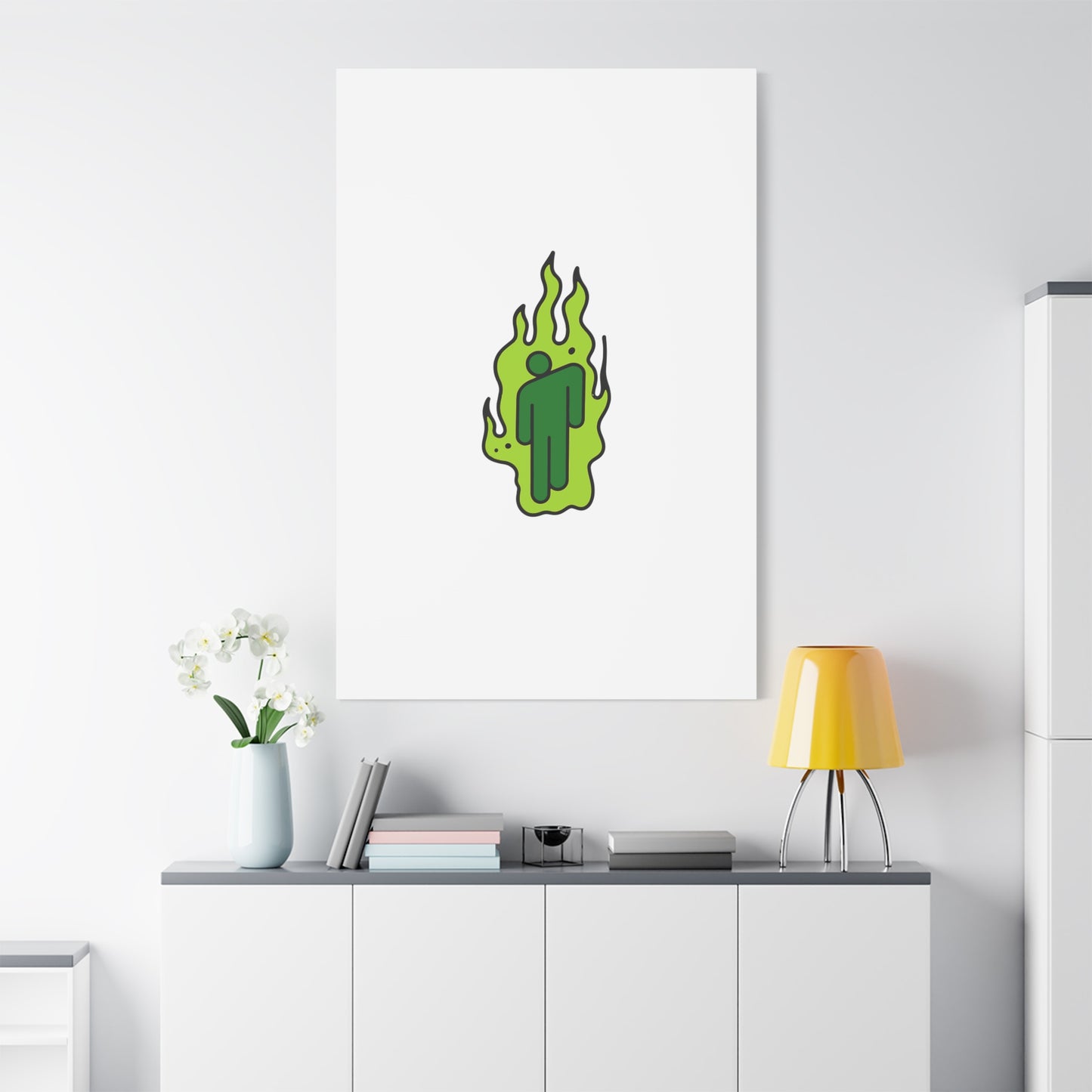 Green Flame Icon Matte Canvas