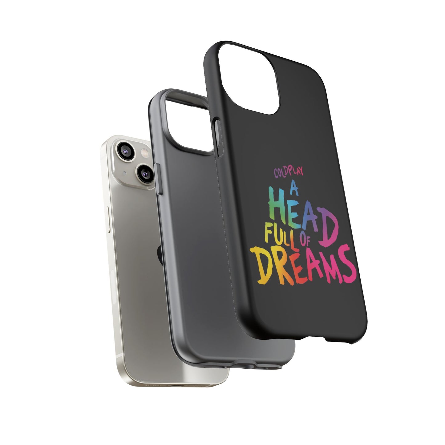 Premium Tough Case for iPhone 12 to 16 Pro Max Showcasing Coldplay’s Iconic A Head Full of Dreams