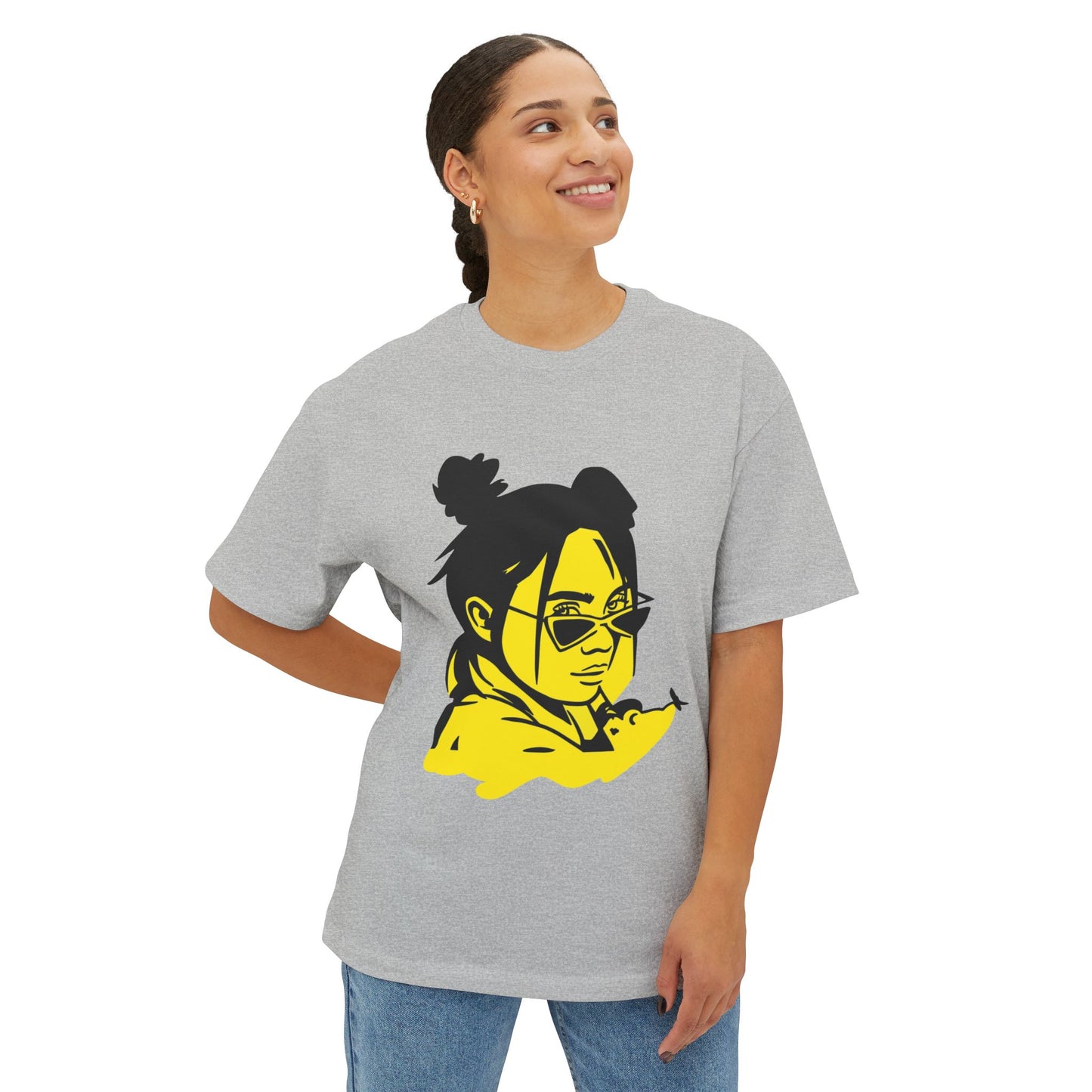 Neon Mood Portrait Unisex Oversized Tee
