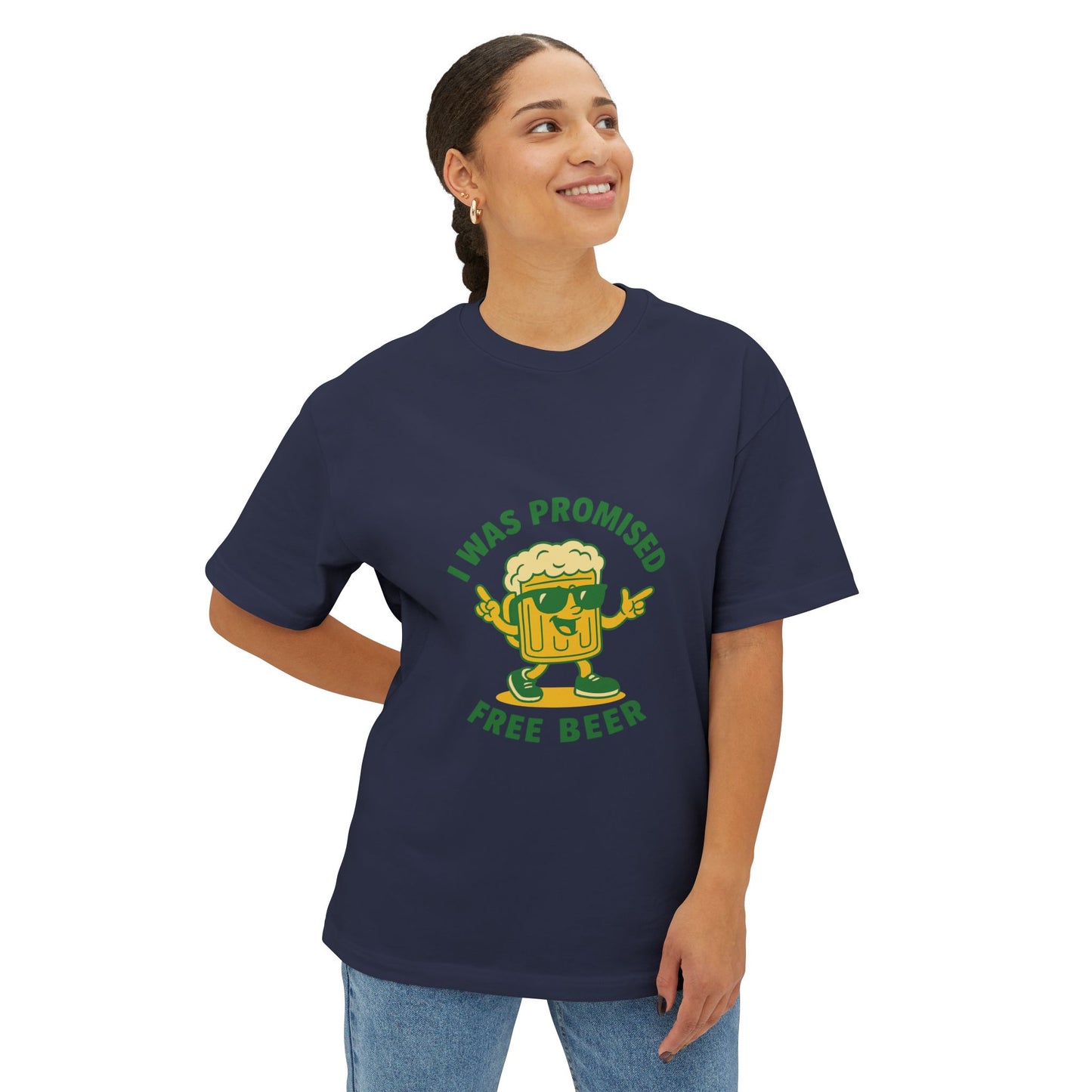 Unisex Oversized Tee – Snazzy Free Beer Edition