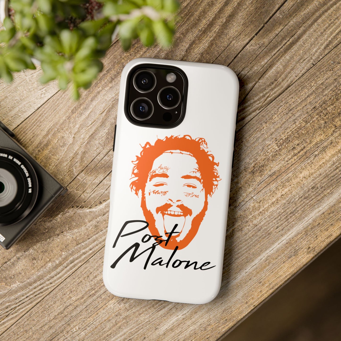 Tough iPhone Case (12–16 Pro Max) – Post Malone Name Design with Picture