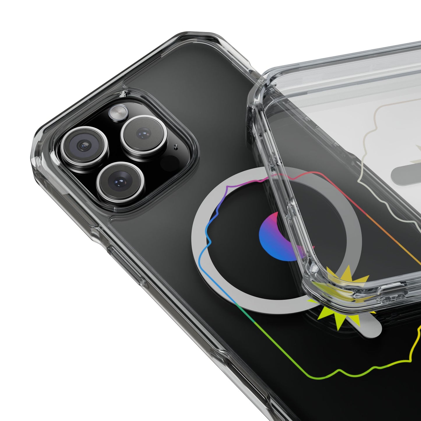 Gradient Moon and Star Emblem Magnetic Clear Impact case