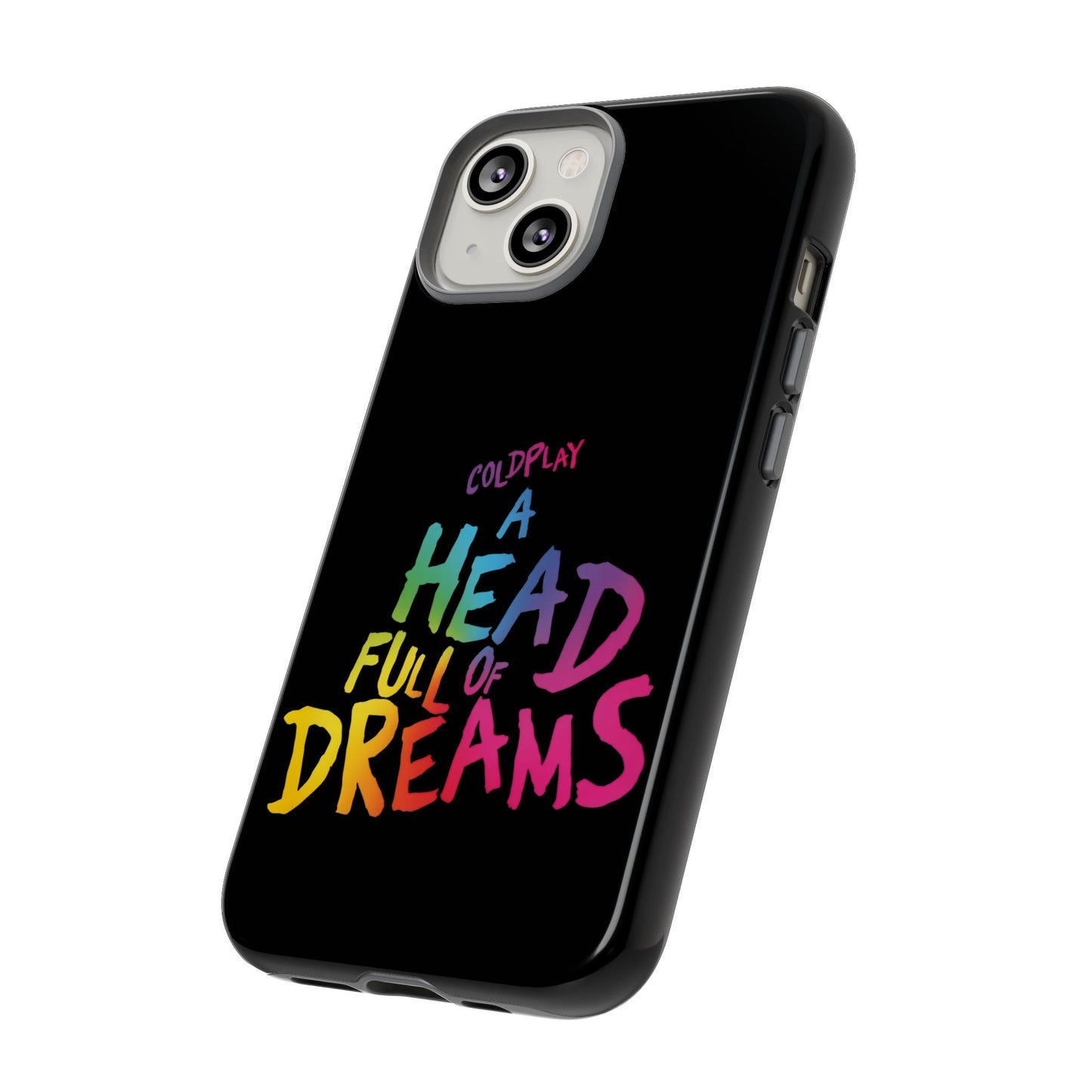 Premium Tough Case for iPhone 12 to 16 Pro Max Showcasing Coldplay’s Iconic A Head Full of Dreams