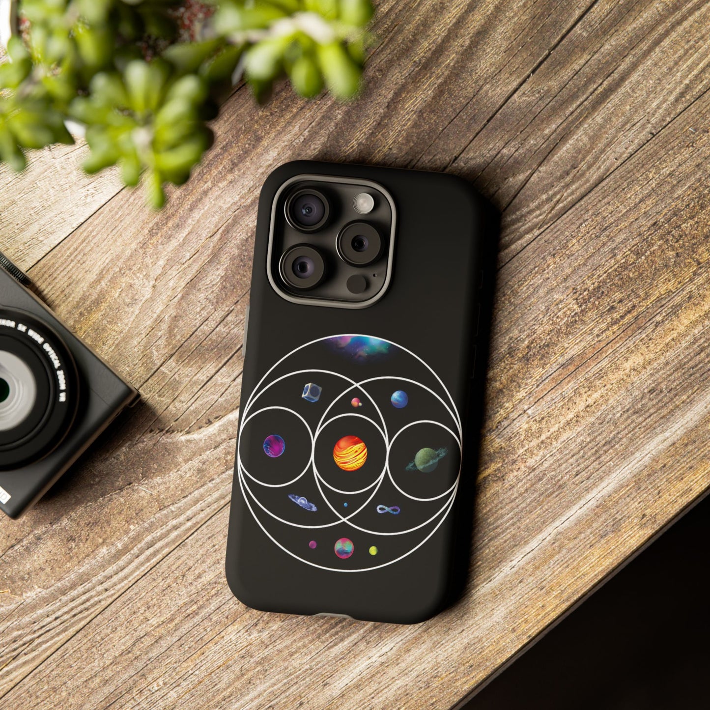 Premium Tough Case for iPhone 12 to 16 Pro Max Showcasing Coldplay’s Illustration Concept