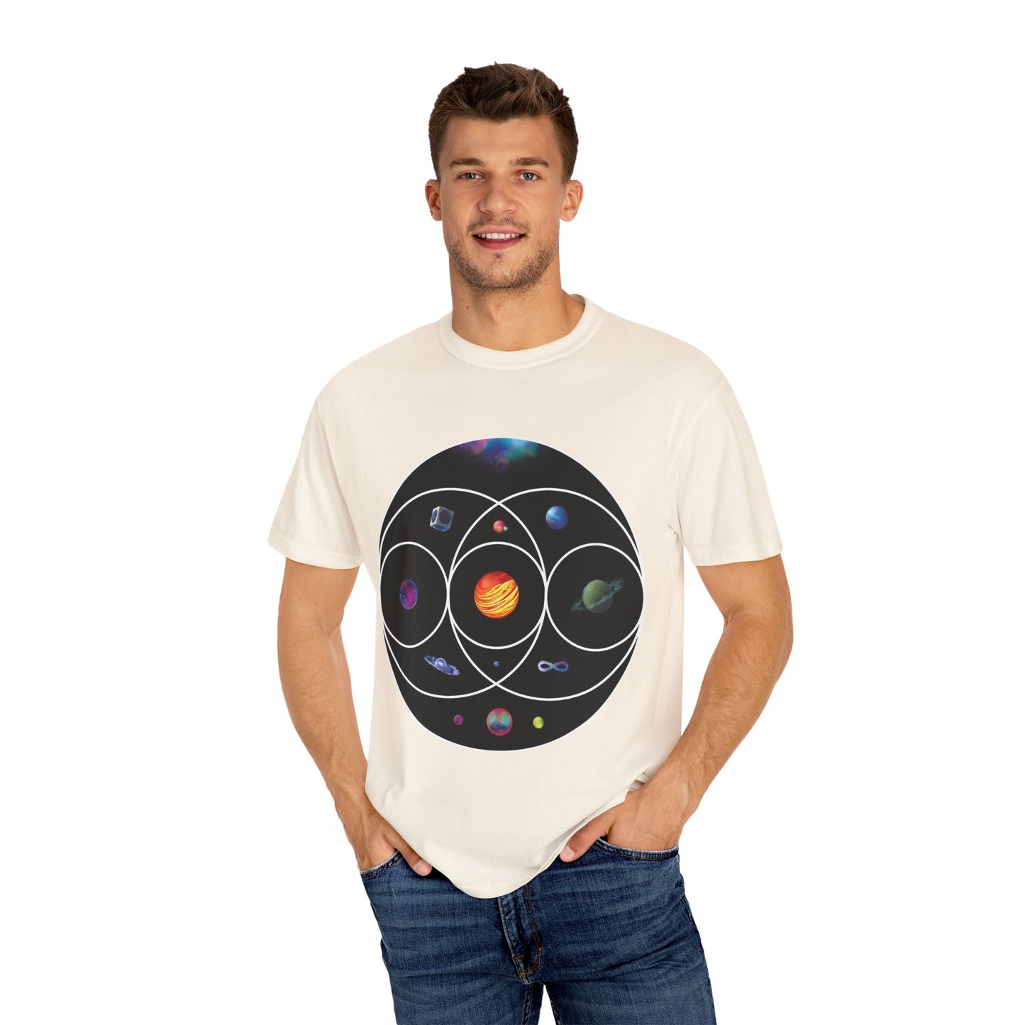 Unisex Garment-Dyed T-Shirt Inspired by Coldplay’s Illustration Concept