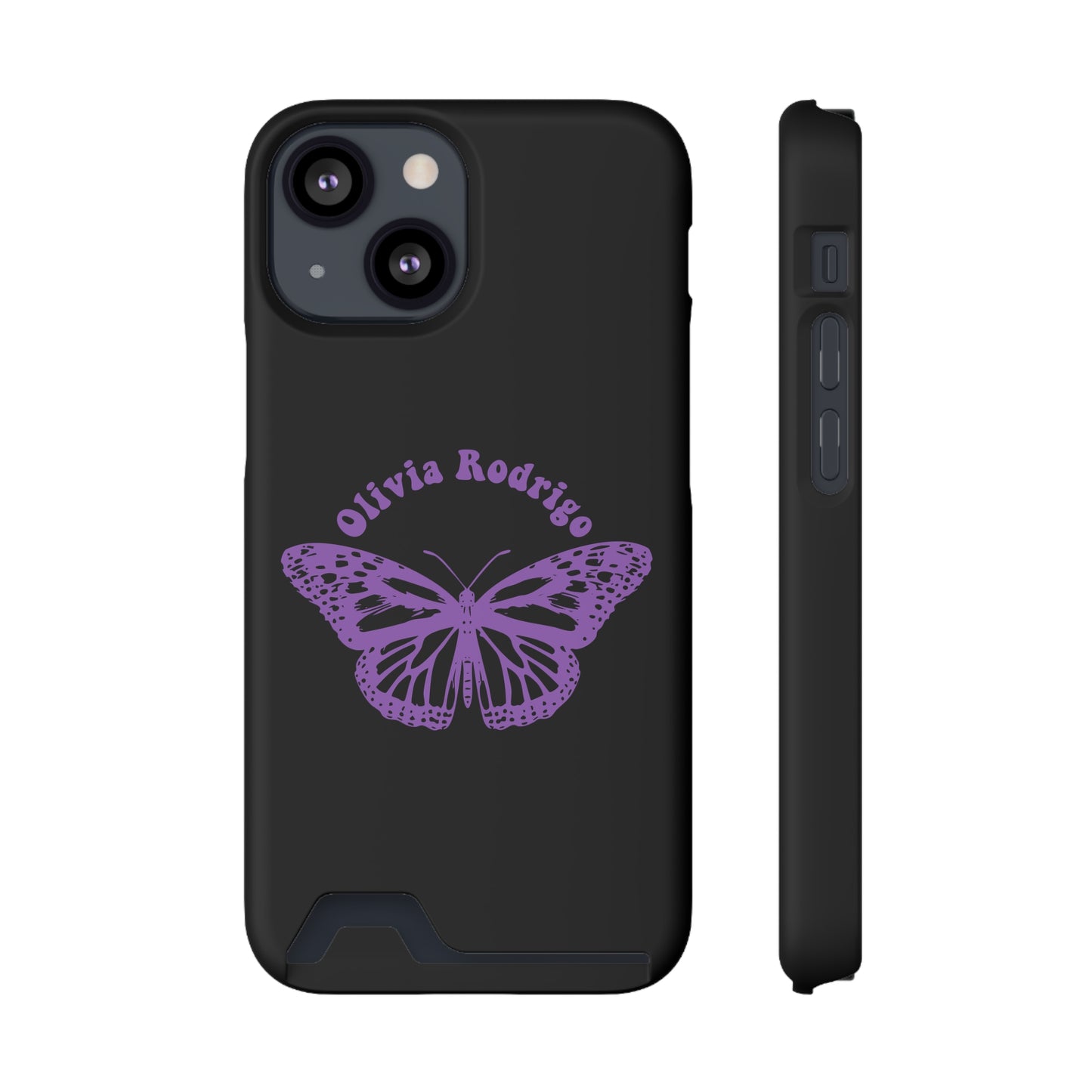 Phone Case + Card Holder For Iphone 13 – Olivia Rodrigo With Butterfly | Black Edition
