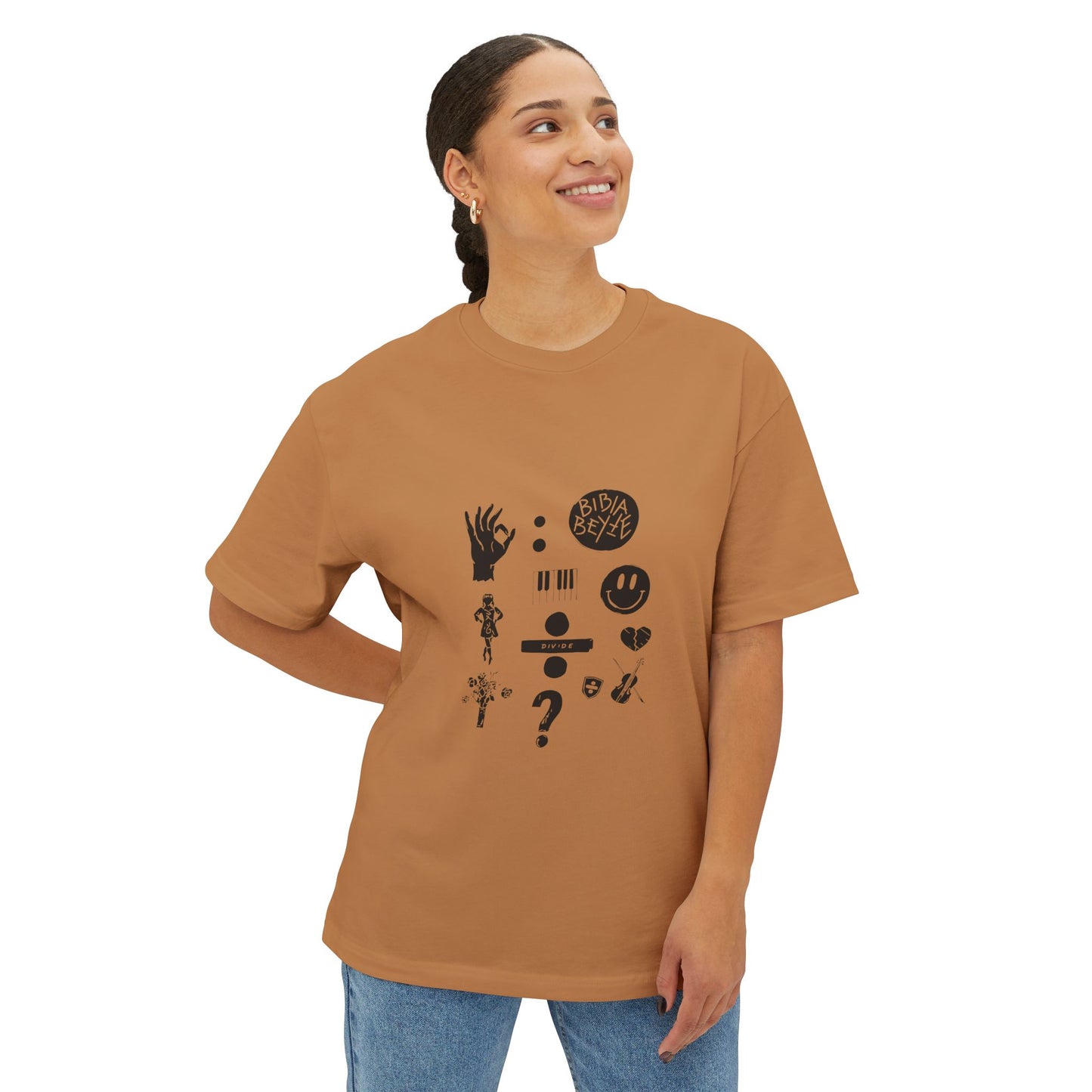 Ocean Wave with Heart Outline Oversized Boxy Tee