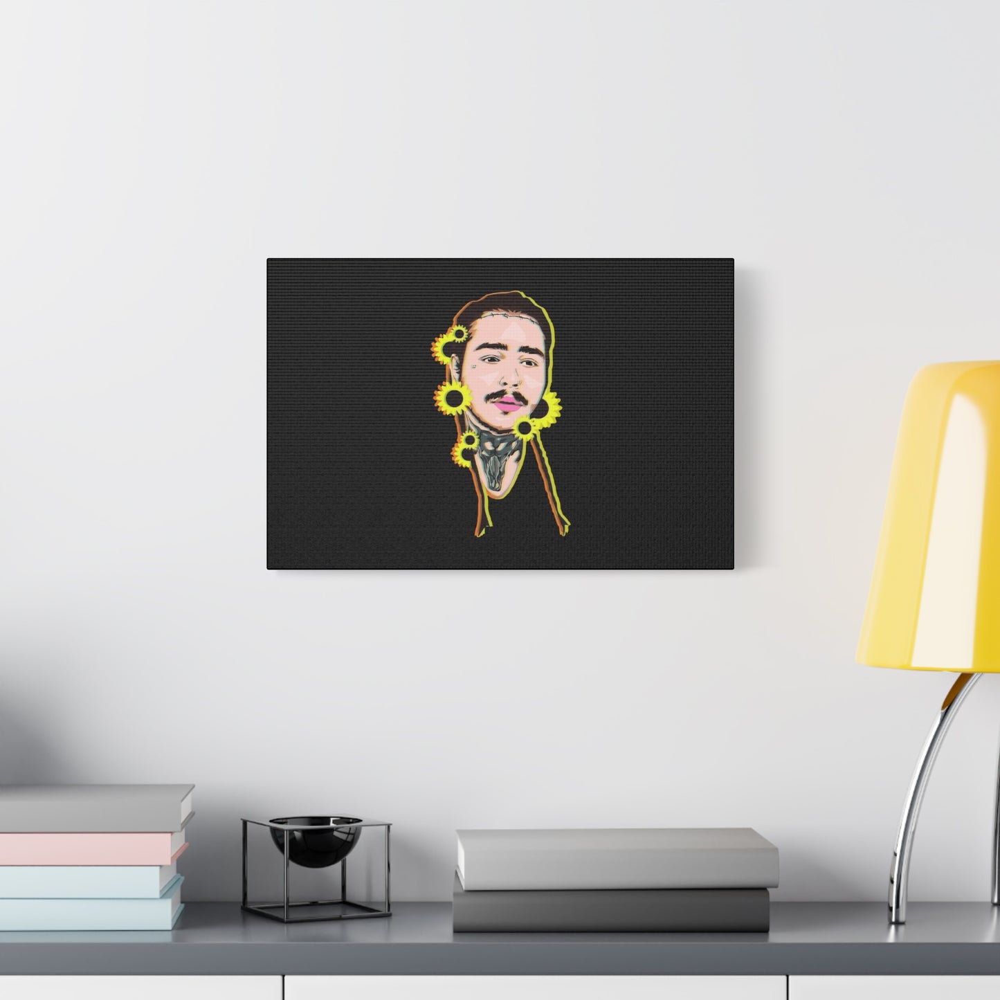 Cartoon Face with Sunflowers Canvas