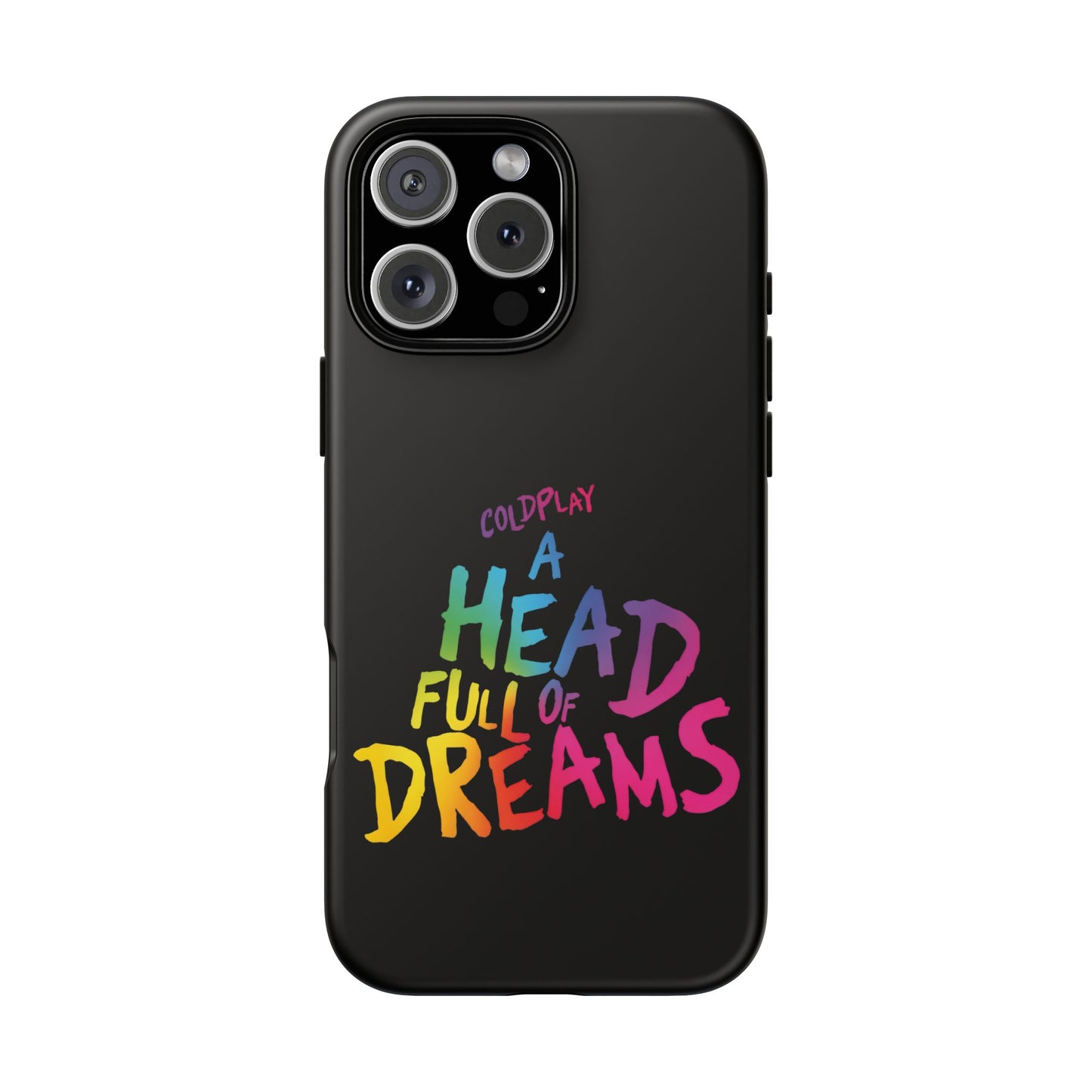 Premium Tough Case for iPhone 12 to 16 Pro Max Showcasing Coldplay’s Iconic A Head Full of Dreams
