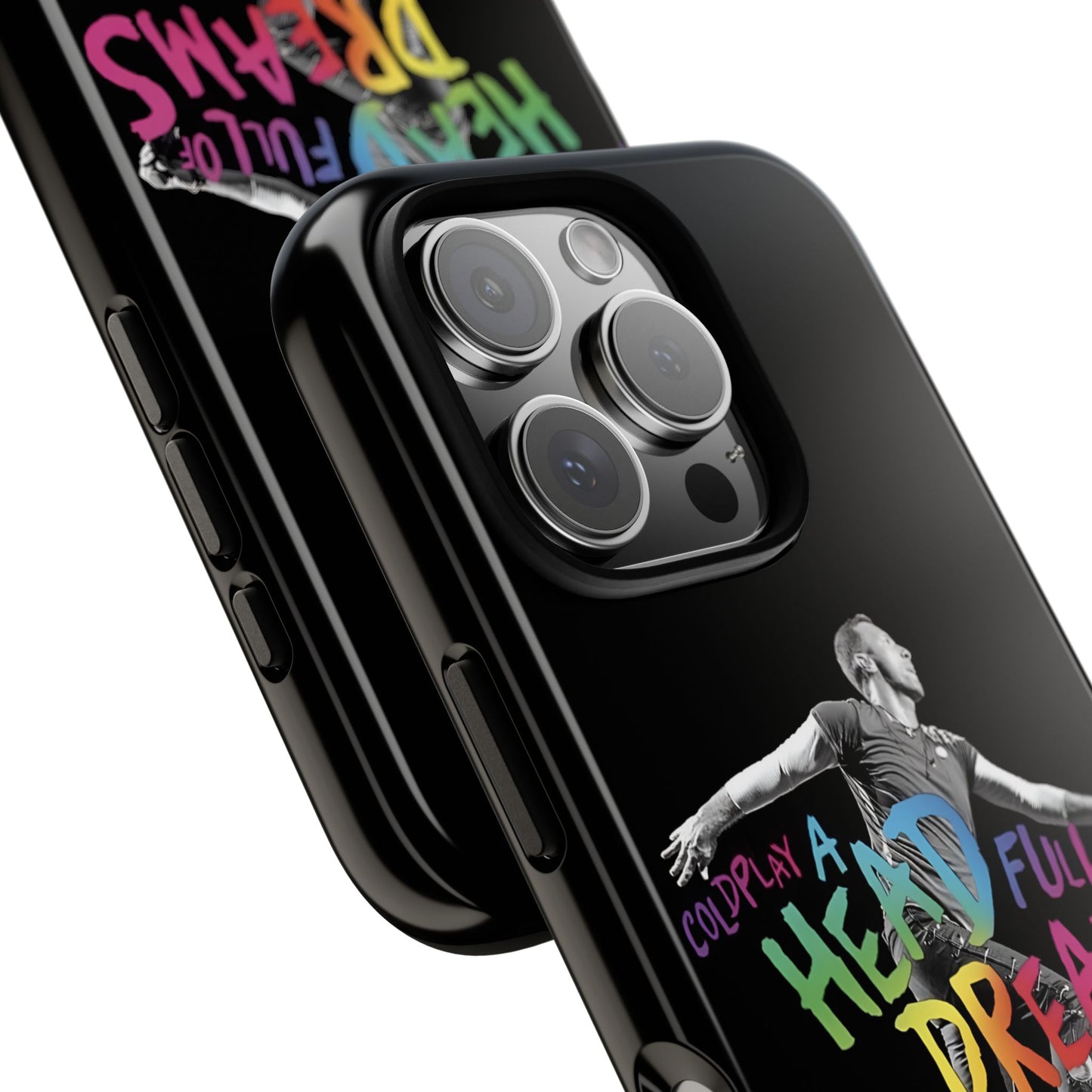 Premium Tough Case for iPhone 12 to 16 Pro Max Showcasing Coldplay A Head Full of Dreams Chris