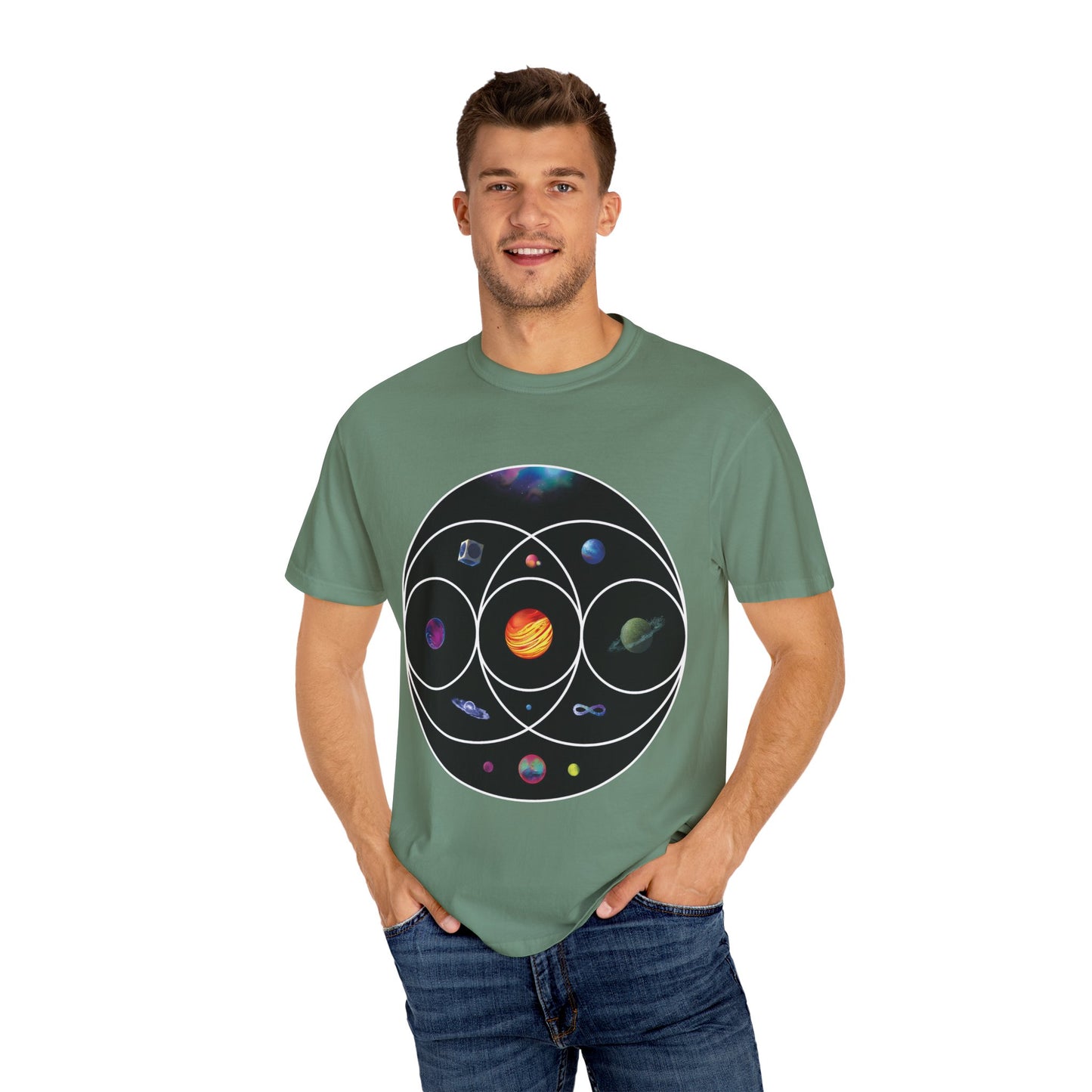 Unisex Garment-Dyed T-Shirt Inspired by Coldplay’s Illustration Concept