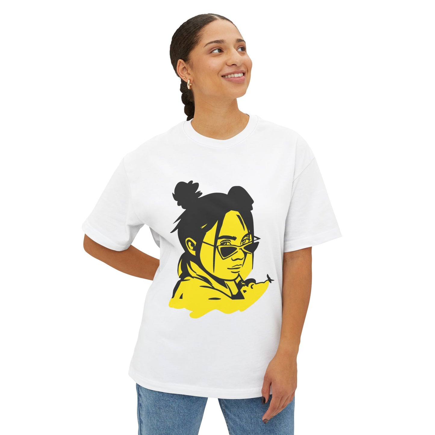 Neon Mood Portrait Unisex Oversized Tee