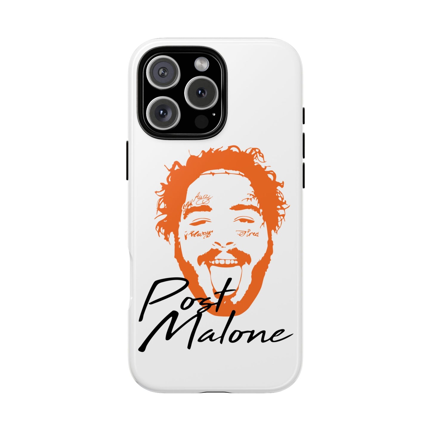 Tough iPhone Case (12–16 Pro Max) – Post Malone Name Design with Picture