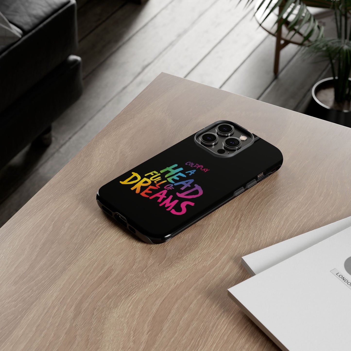Premium Tough Case for iPhone 12 to 16 Pro Max Showcasing Coldplay’s Iconic A Head Full of Dreams