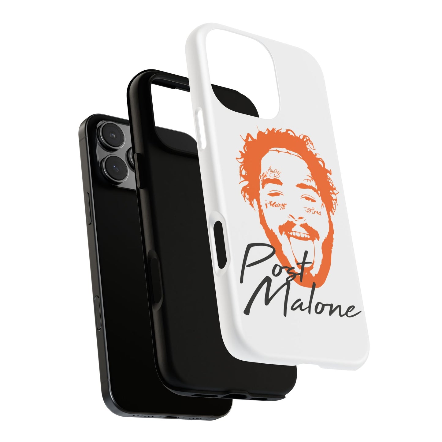 Tough iPhone Case (12–16 Pro Max) – Post Malone Name Design with Picture