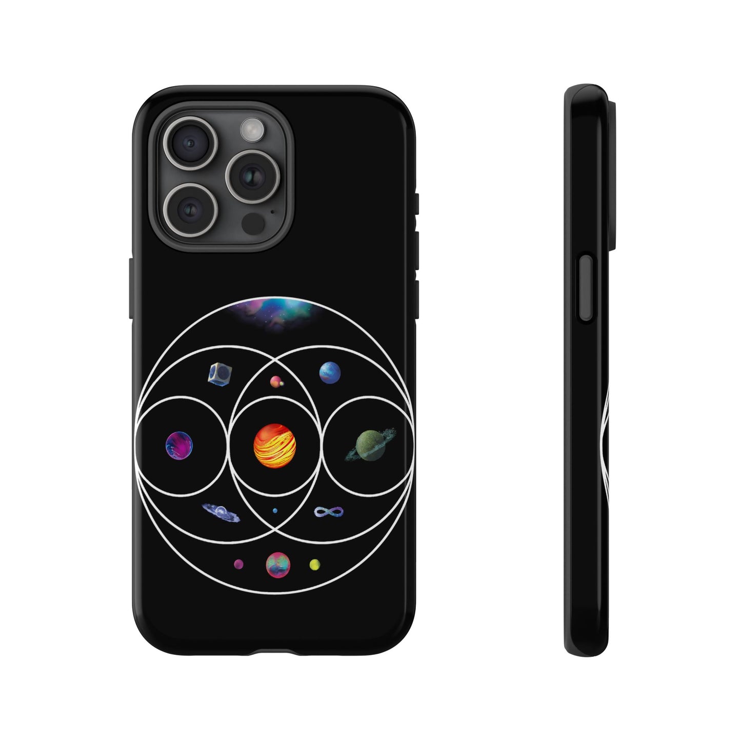 Premium Tough Case for iPhone 12 to 16 Pro Max Showcasing Coldplay’s Illustration Concept