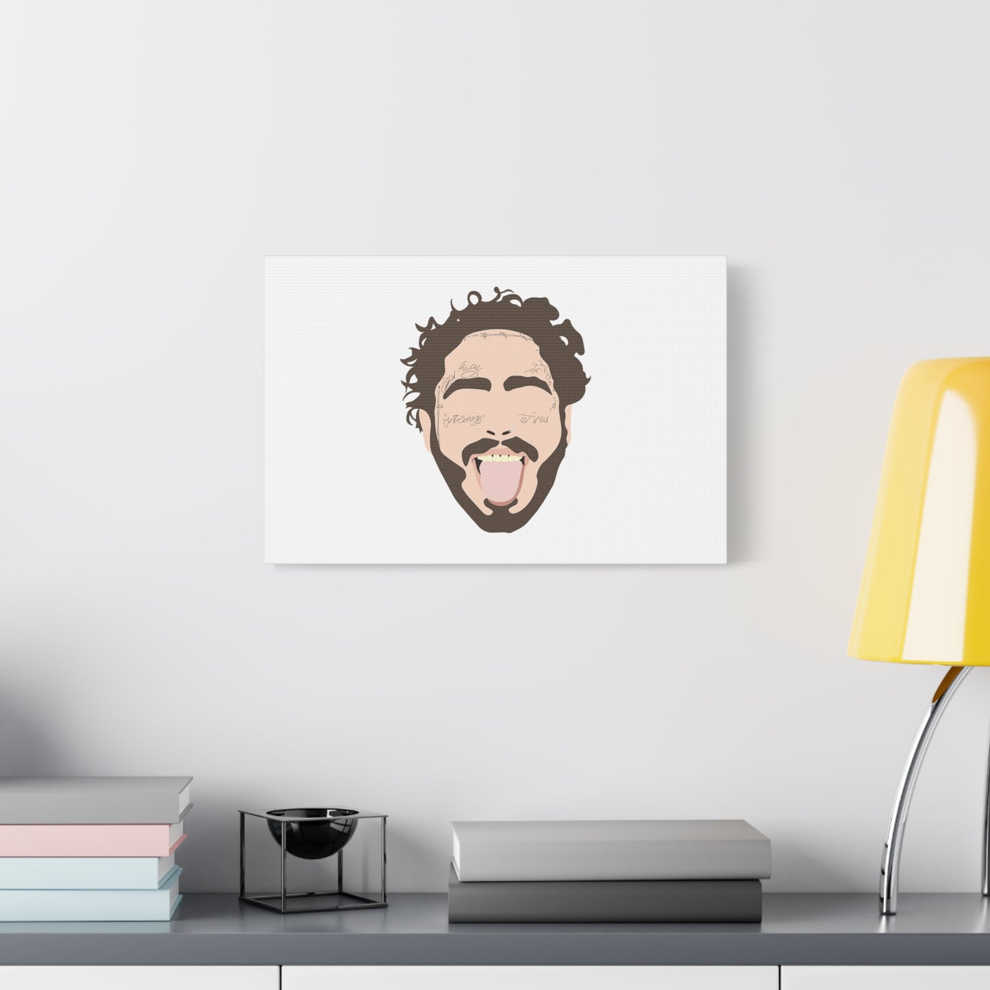 Minimalist Tongue Out Cartoon Face Canvas