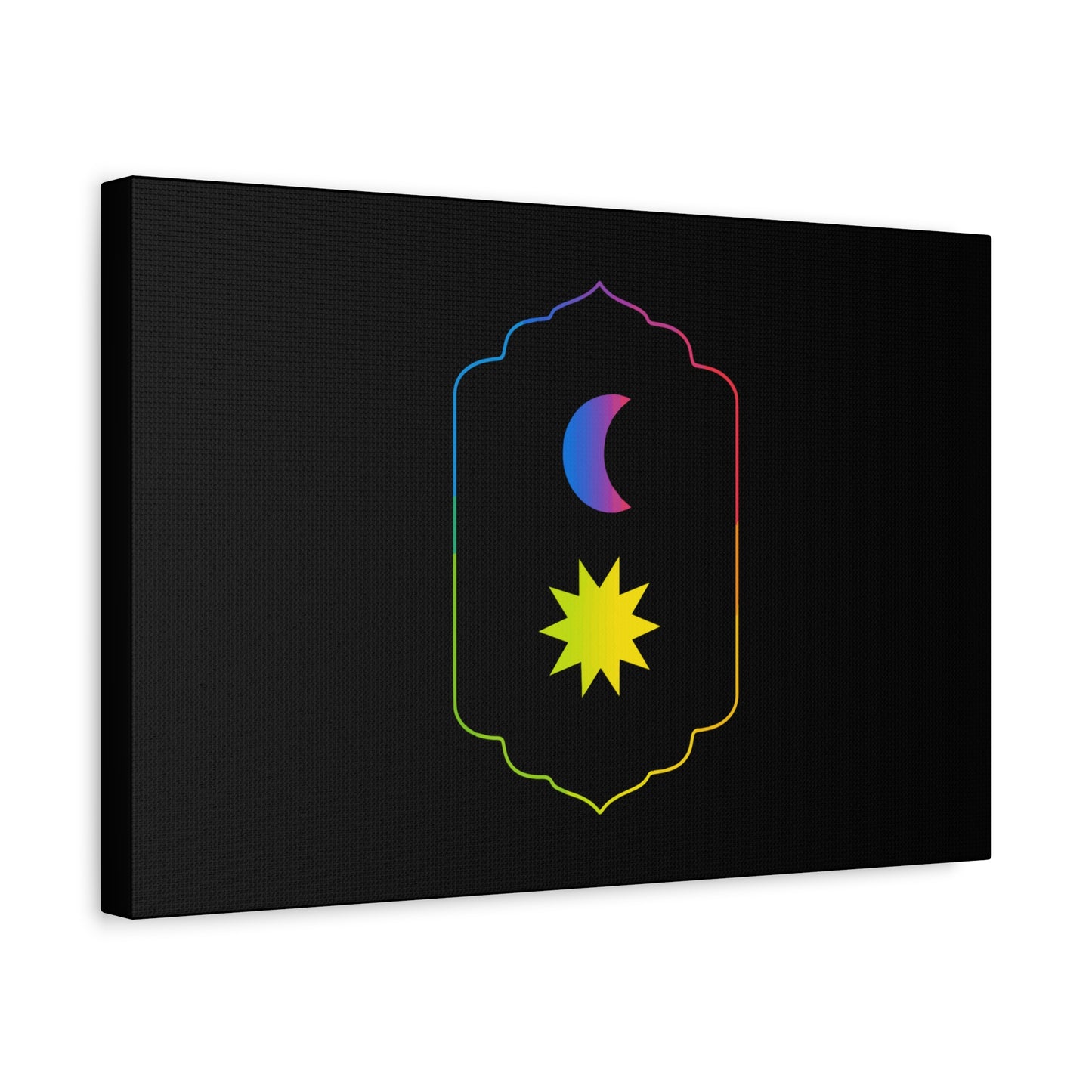 Gradient Moon and Star Emblem Canvas