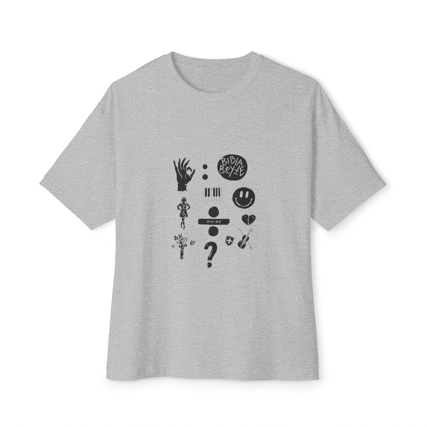 Ocean Wave with Heart Outline Oversized Boxy Tee