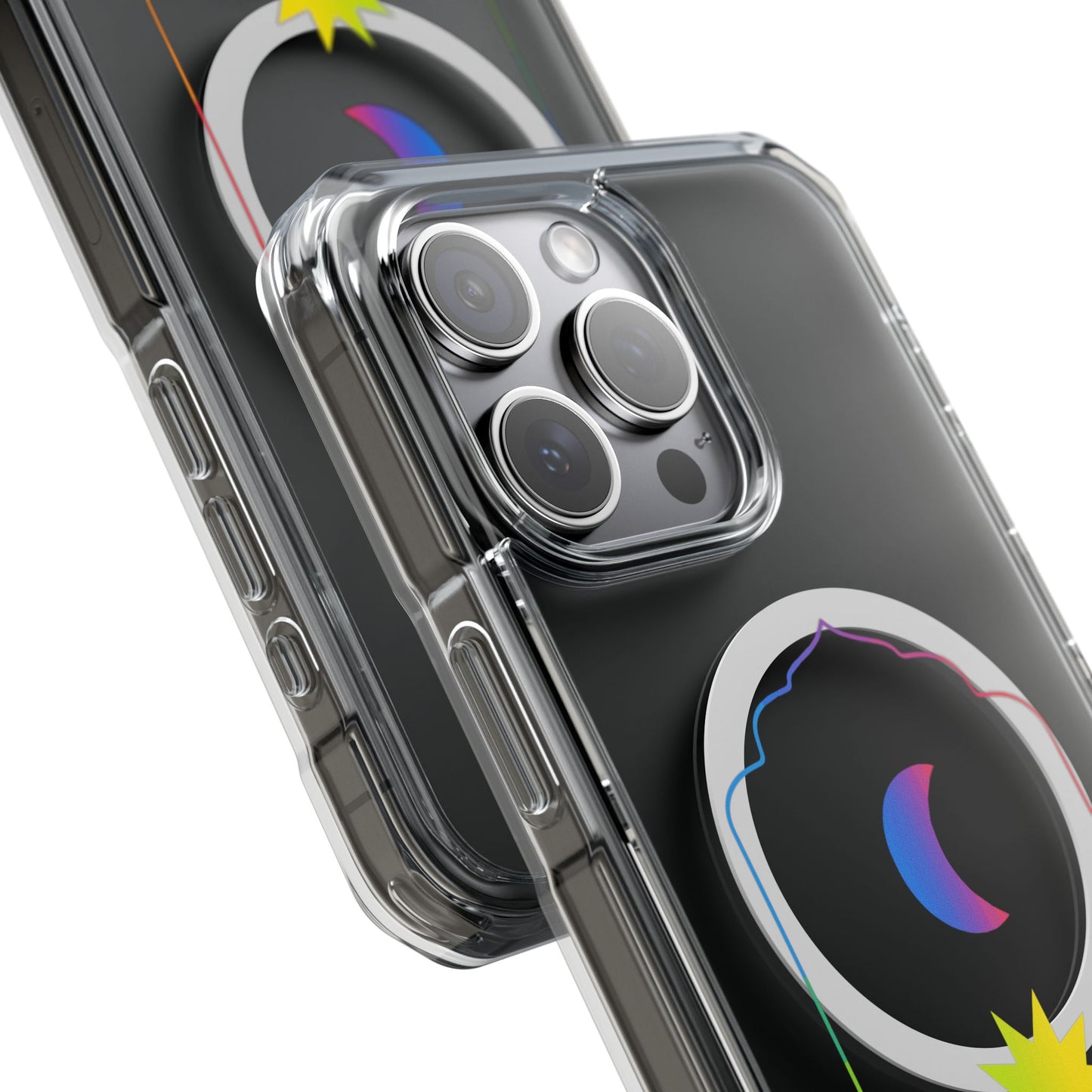 Gradient Moon and Star Emblem Magnetic Clear Impact case