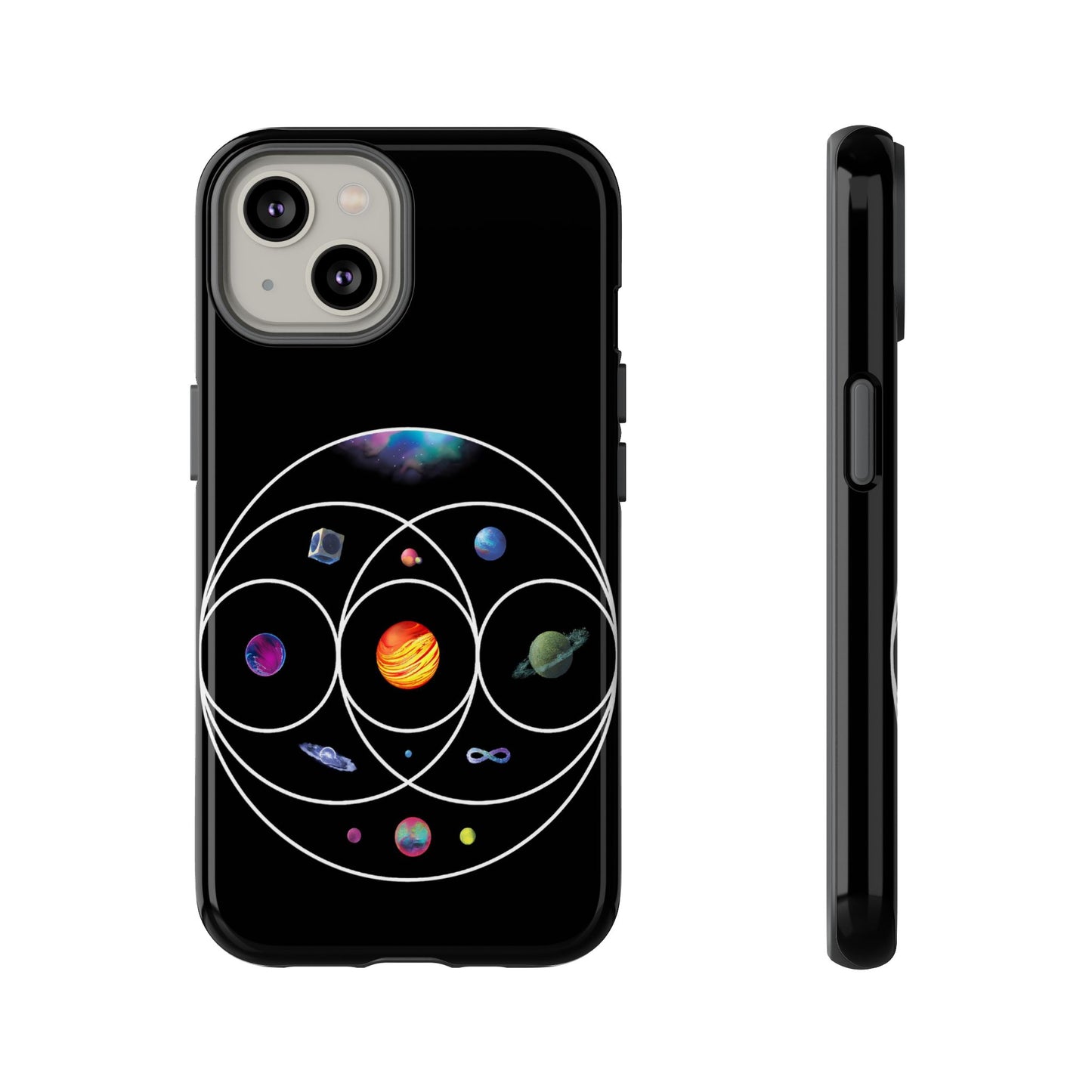 Premium Tough Case for iPhone 12 to 16 Pro Max Showcasing Coldplay’s Illustration Concept