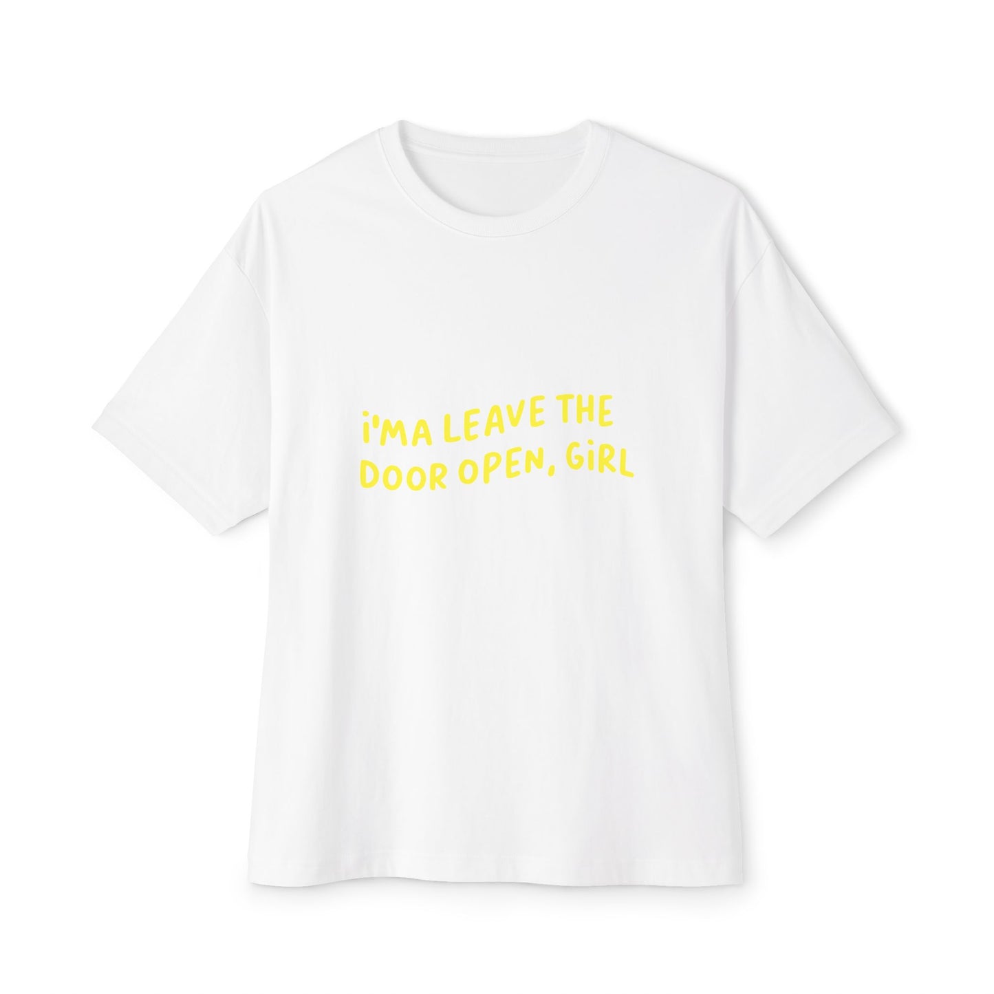 Open Vibes Yellow Script Unisex Oversized Boxy Tee
