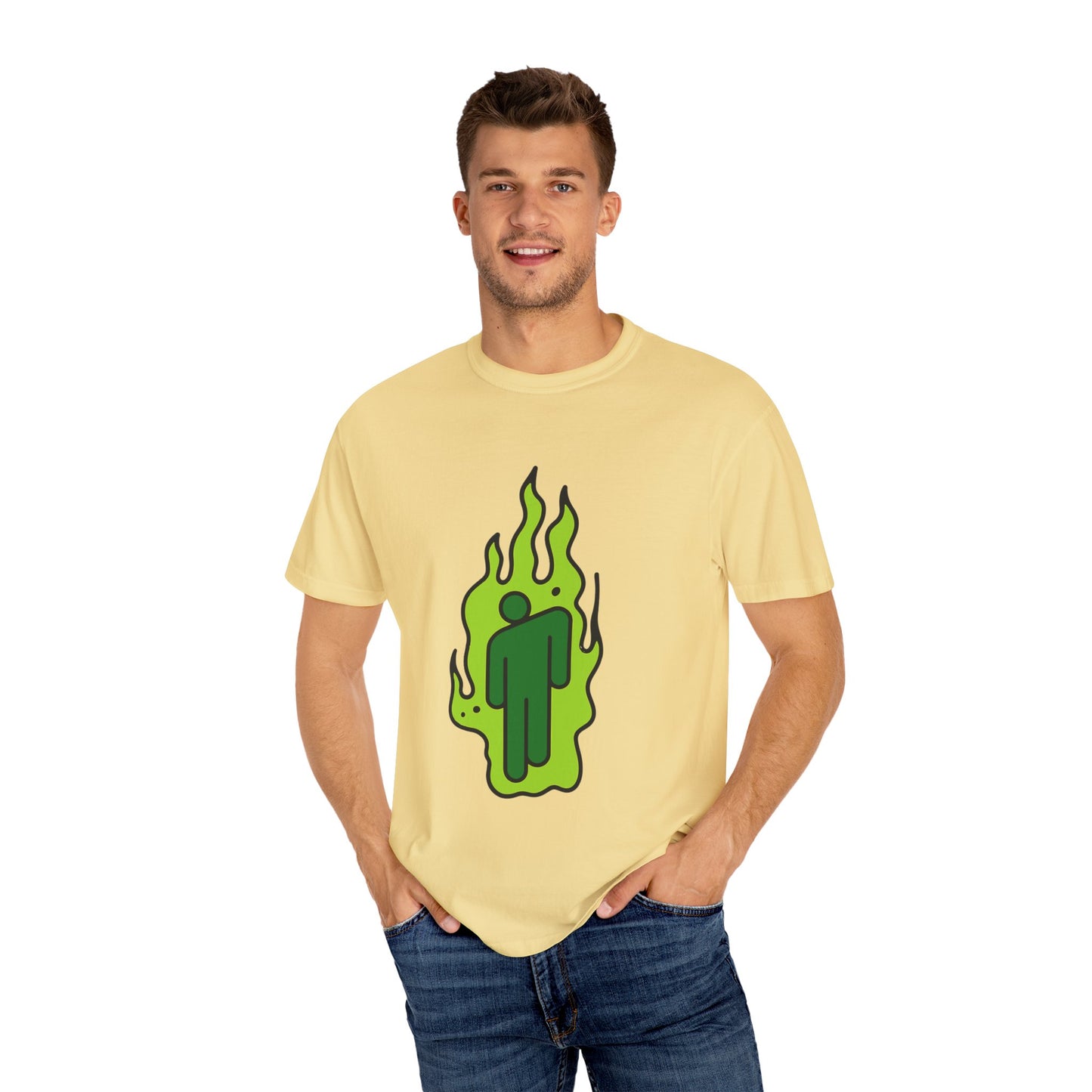 Green Flame Icon Unisex Dyed T-shirt