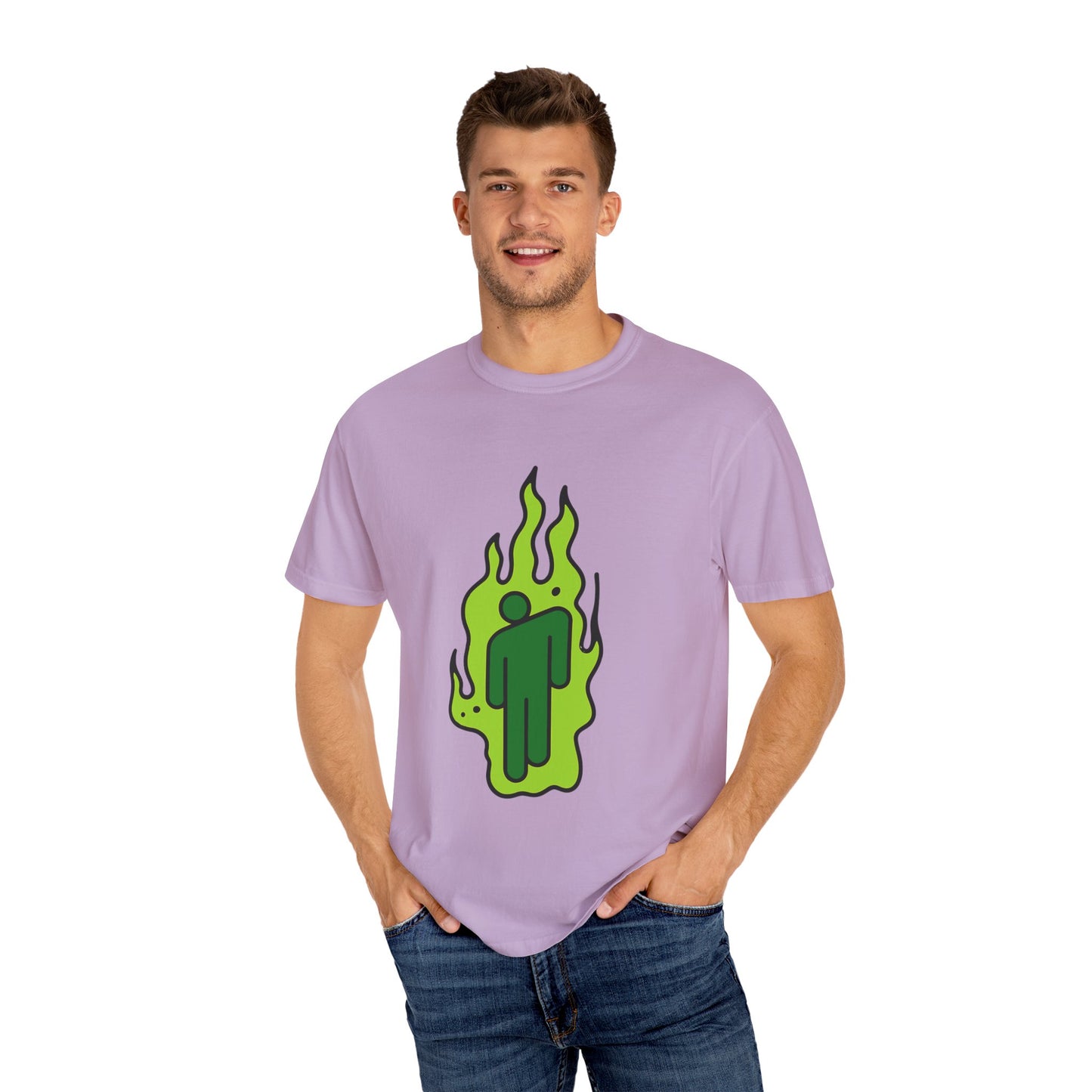 Green Flame Icon Unisex Dyed T-shirt
