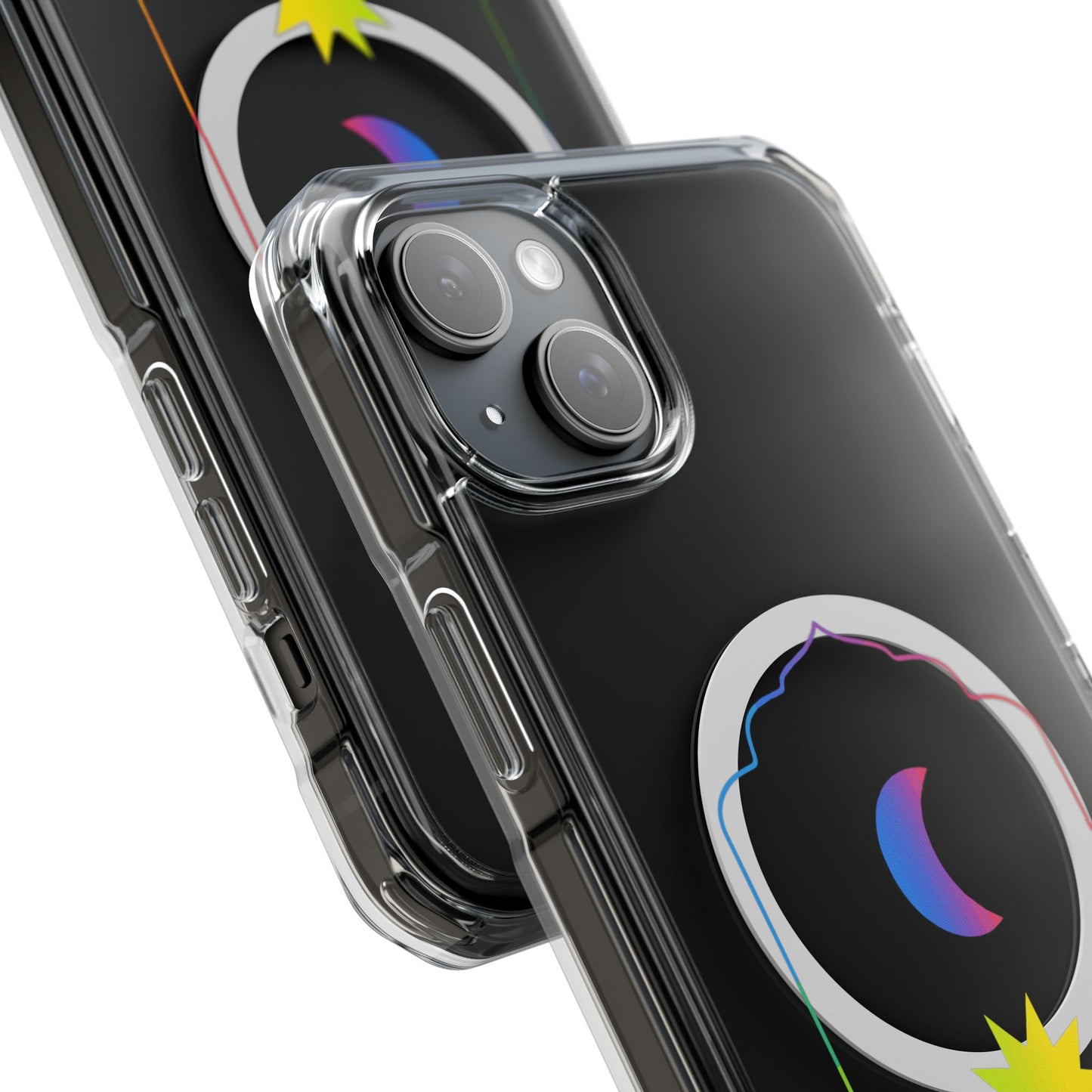 Gradient Moon and Star Emblem Magnetic Clear Impact case