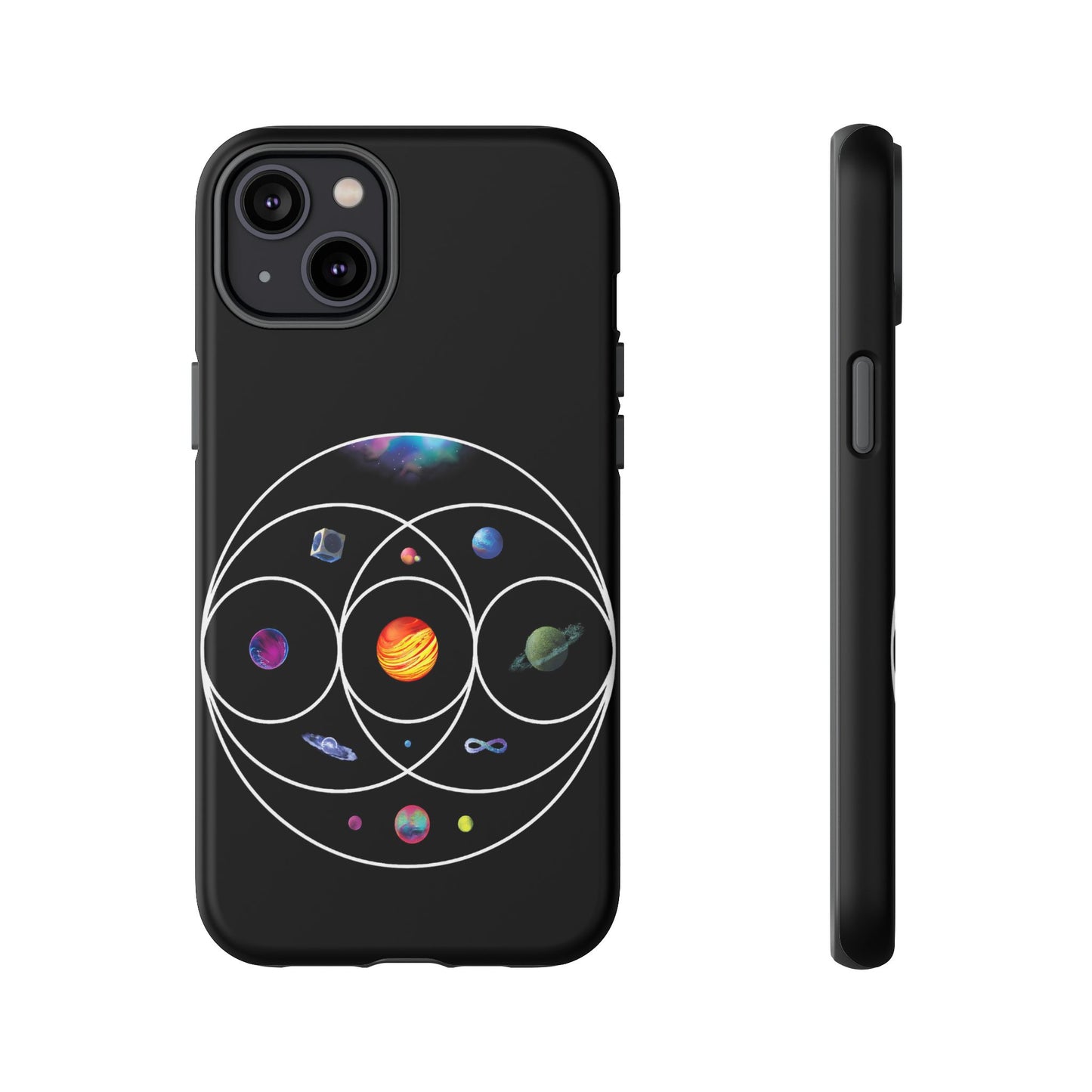 Premium Tough Case for iPhone 12 to 16 Pro Max Showcasing Coldplay’s Illustration Concept