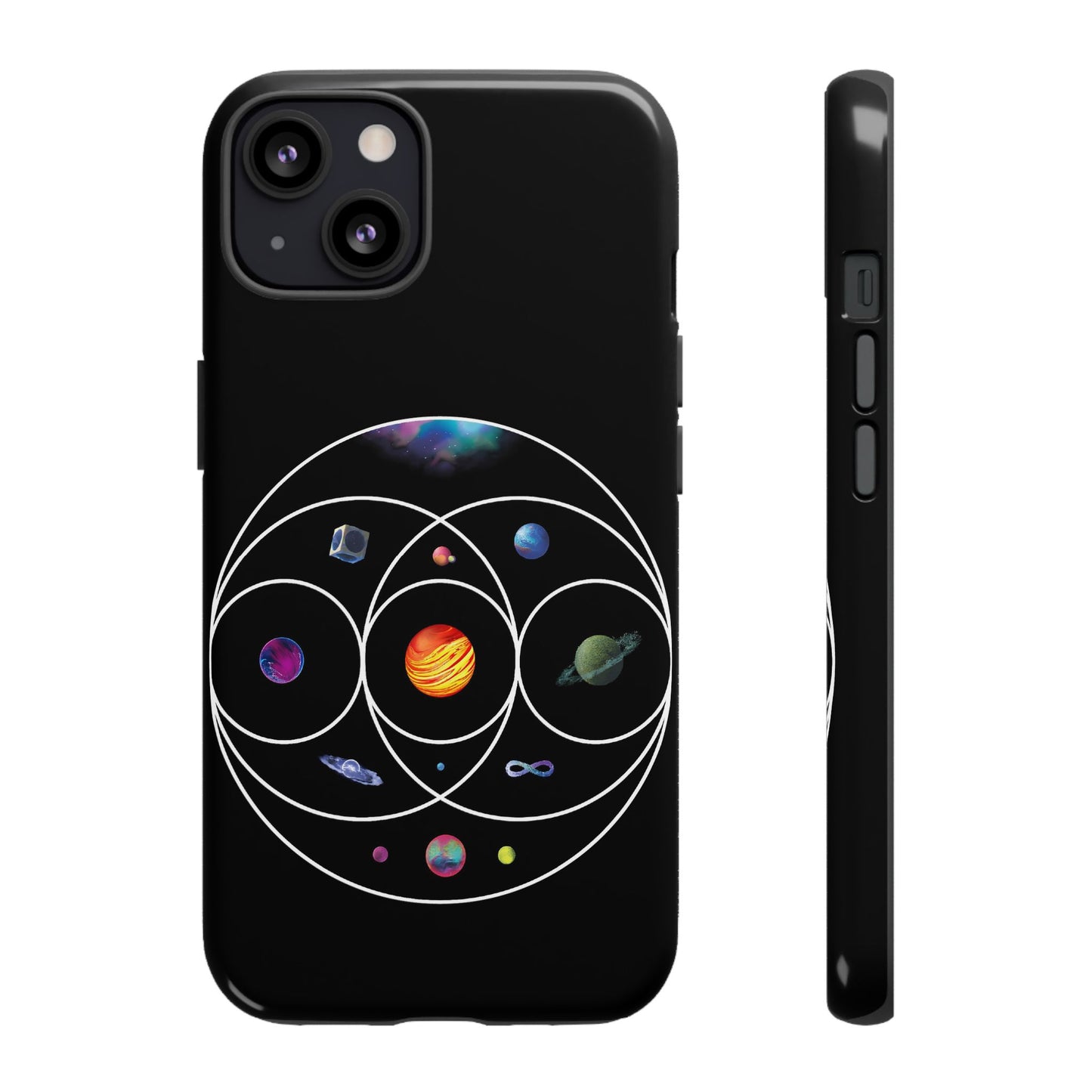 Premium Tough Case for iPhone 12 to 16 Pro Max Showcasing Coldplay’s Illustration Concept