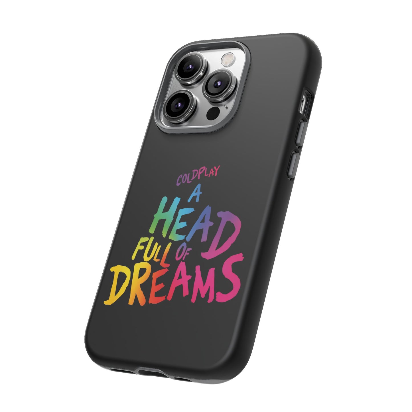 Premium Tough Case for iPhone 12 to 16 Pro Max Showcasing Coldplay’s Iconic A Head Full of Dreams