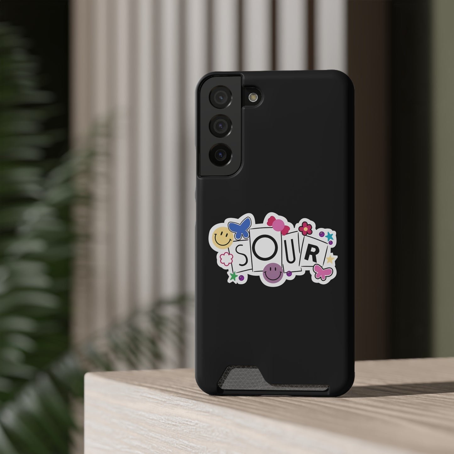 Phone Case + Card Holder For Samsung S21 to S22 – Olivia Rodrigo Sour | Black Edition