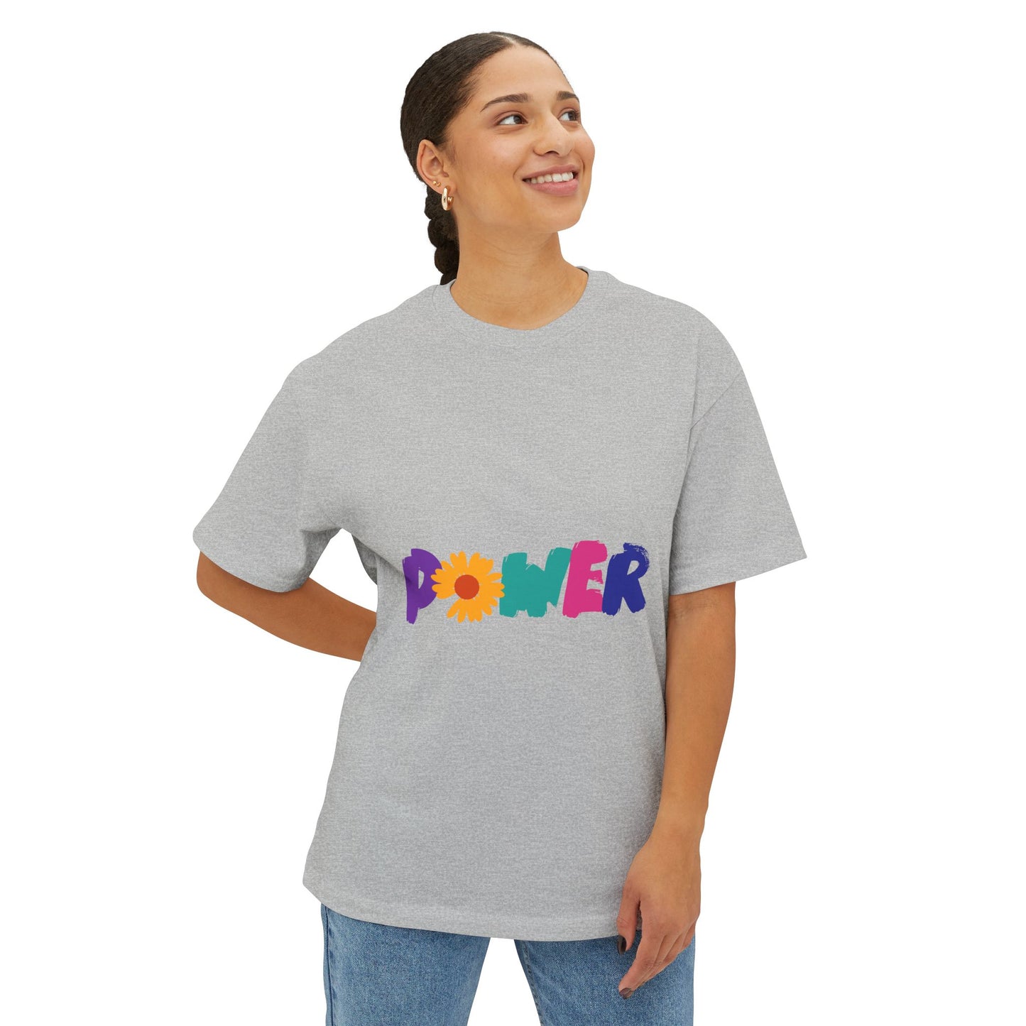 Retro Flower Power Color Pop Unisex Oversized Boxy Tee