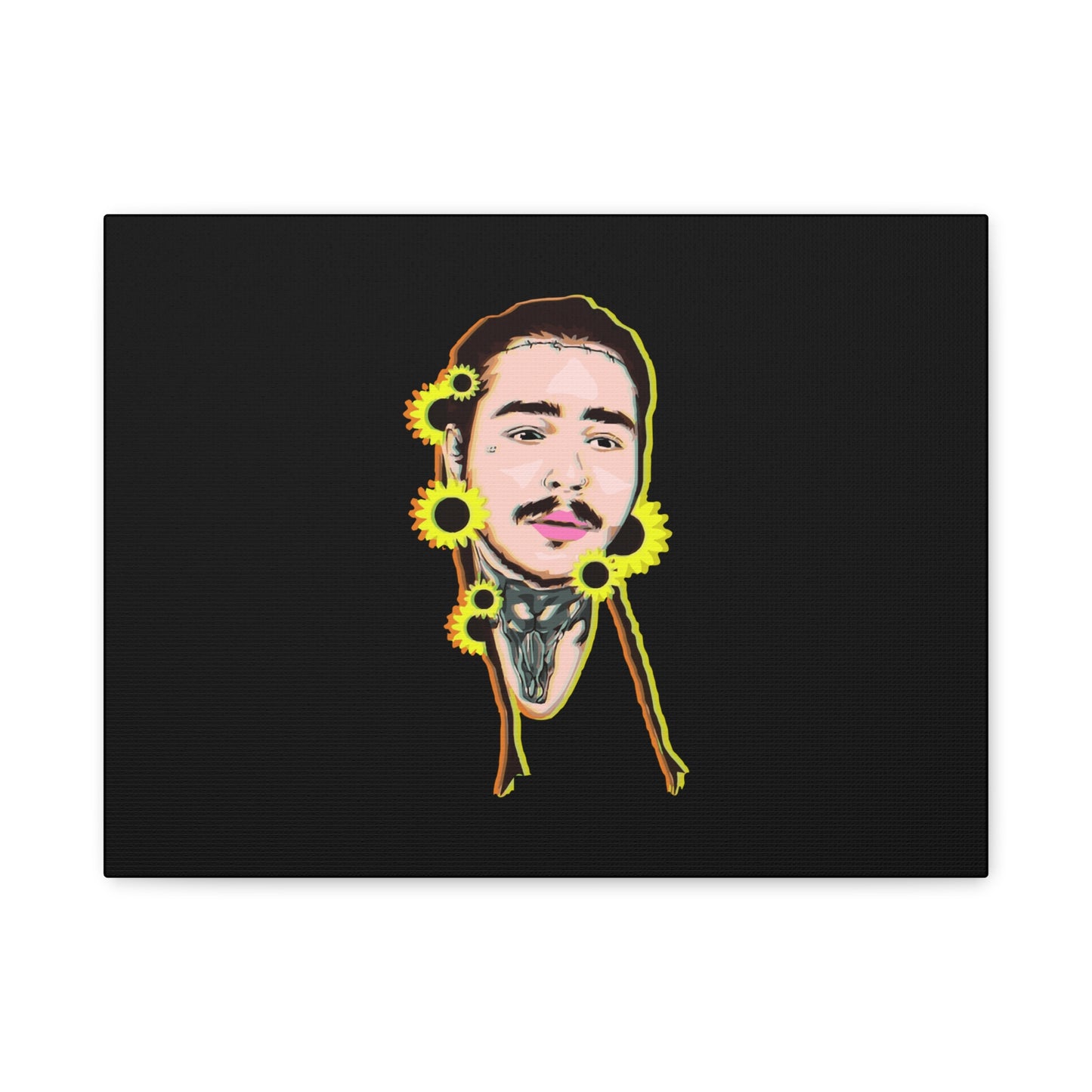 Cartoon Face with Sunflowers Canvas