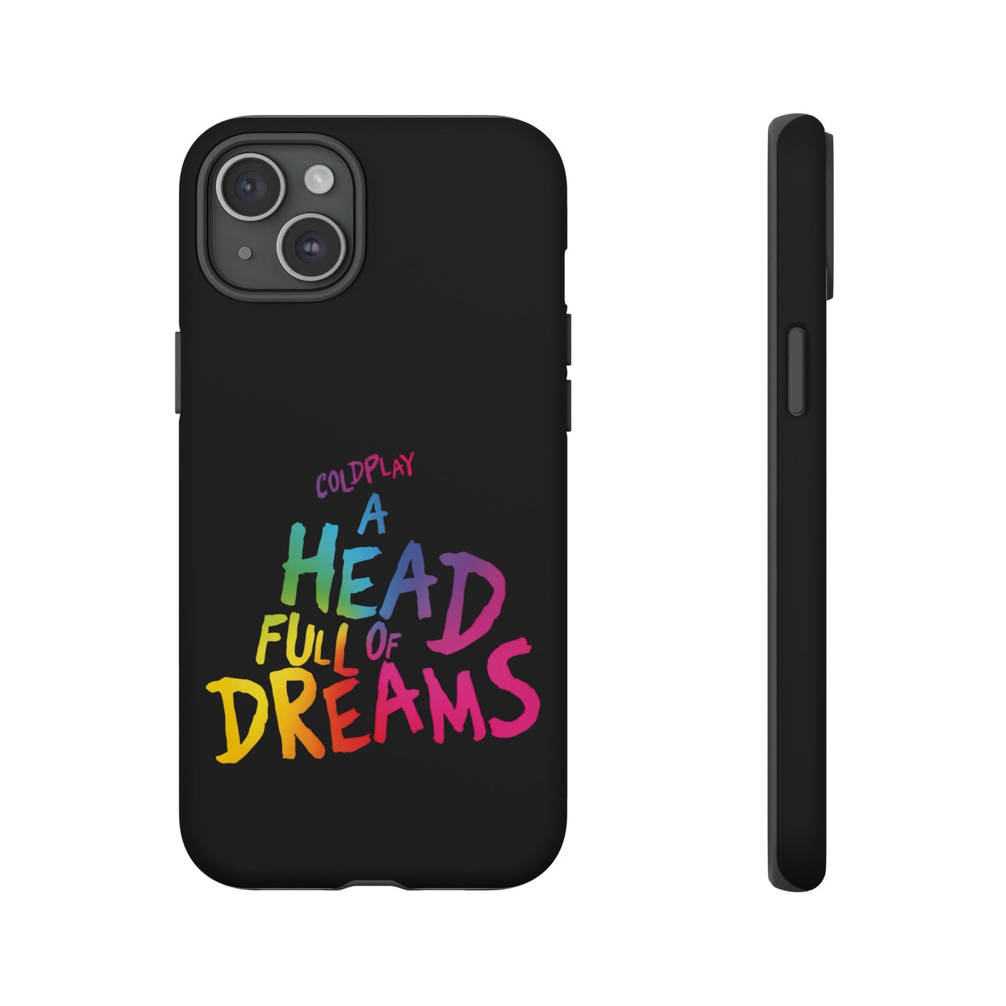 Premium Tough Case for iPhone 12 to 16 Pro Max Showcasing Coldplay’s Iconic A Head Full of Dreams
