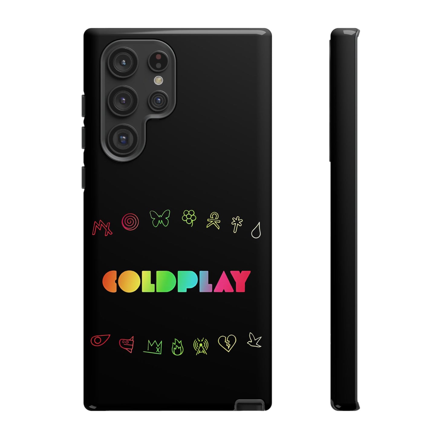 Premium Tough Case for Samsung S21 to S25 Ultra Showcasing Coldplay’s Signage
