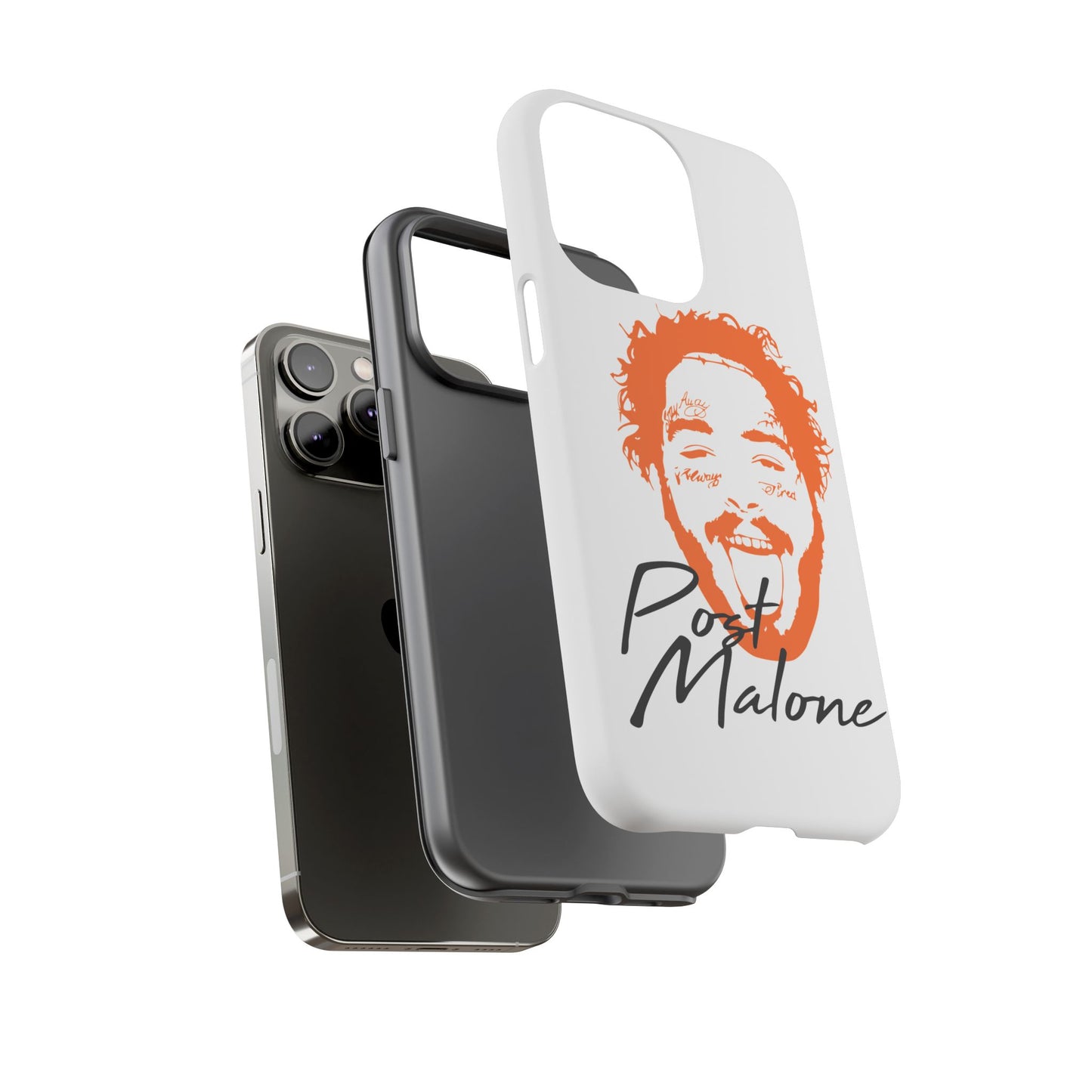Tough iPhone Case (12–16 Pro Max) – Post Malone Name Design with Picture