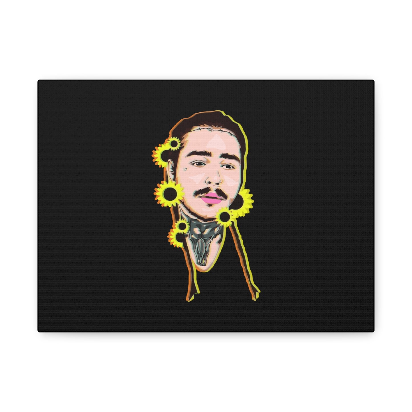 Cartoon Face with Sunflowers Canvas