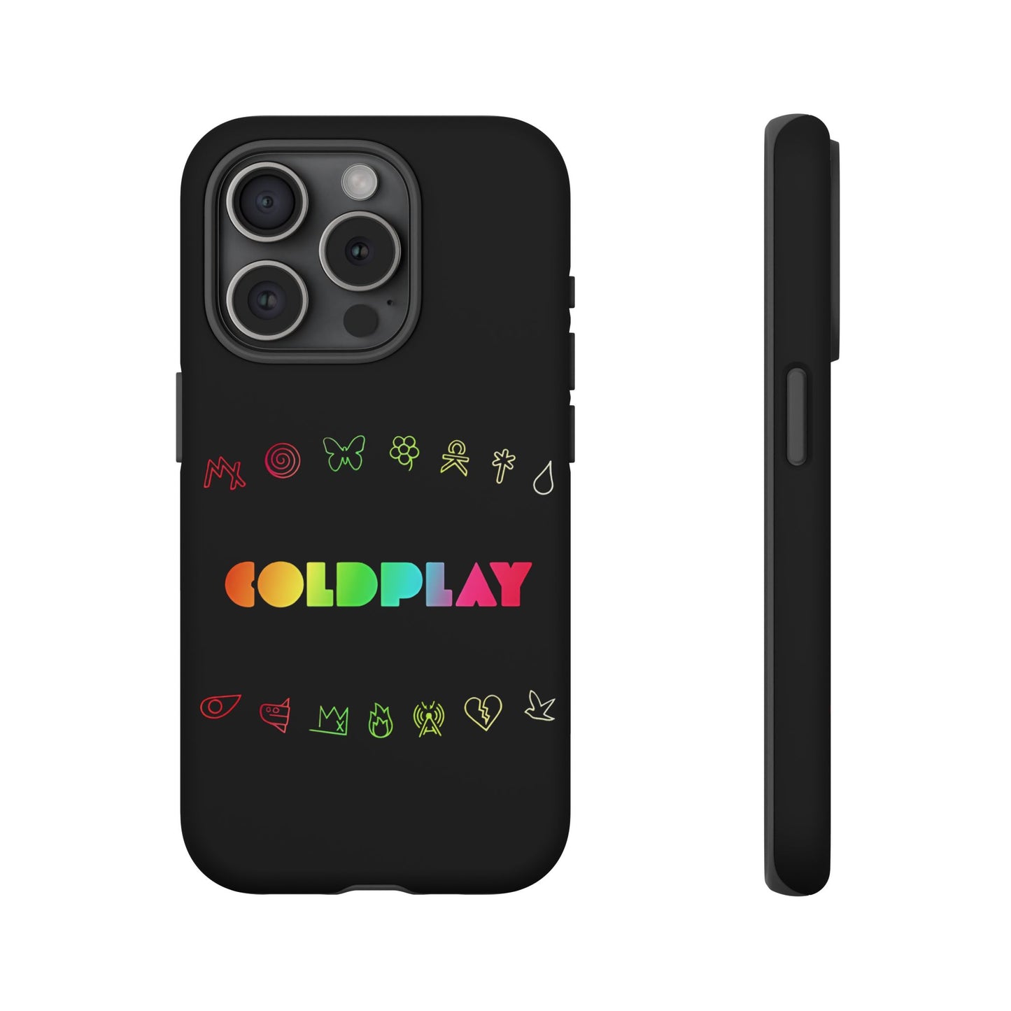 Premium Tough Case for iPhone 12 to 16 Pro Max Showcasing Coldplay’s Signage