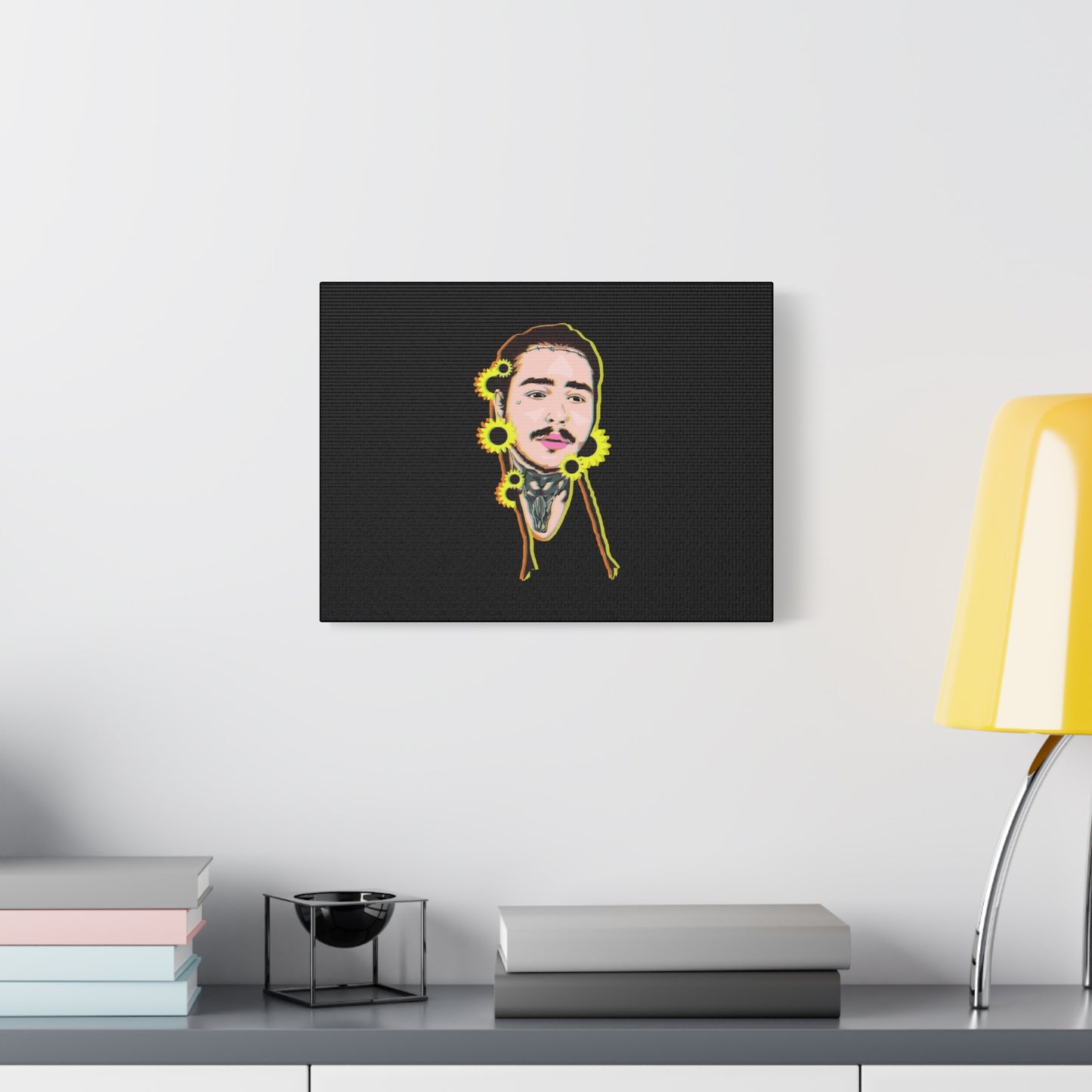 Cartoon Face with Sunflowers Canvas