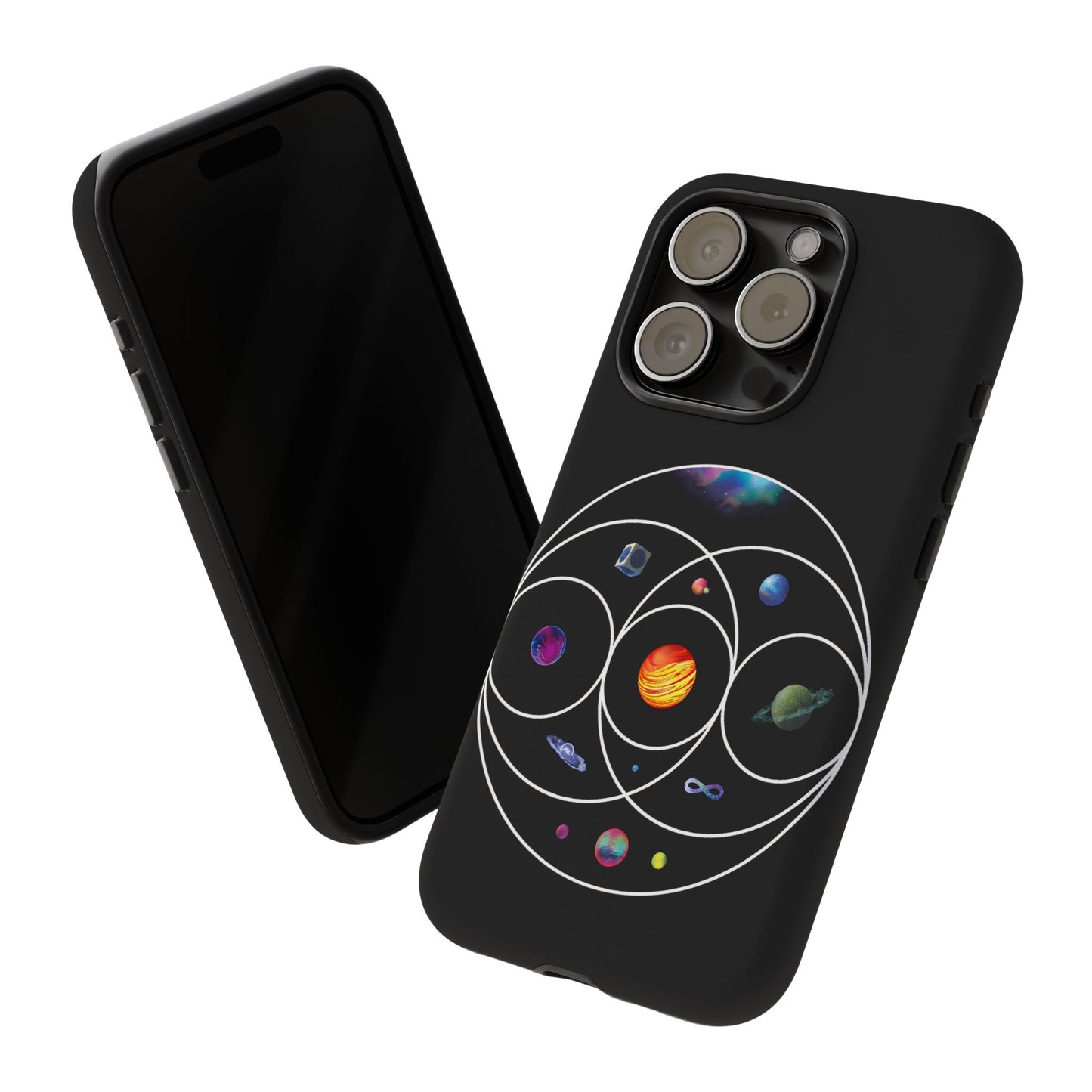 Premium Tough Case for iPhone 12 to 16 Pro Max Showcasing Coldplay’s Illustration Concept