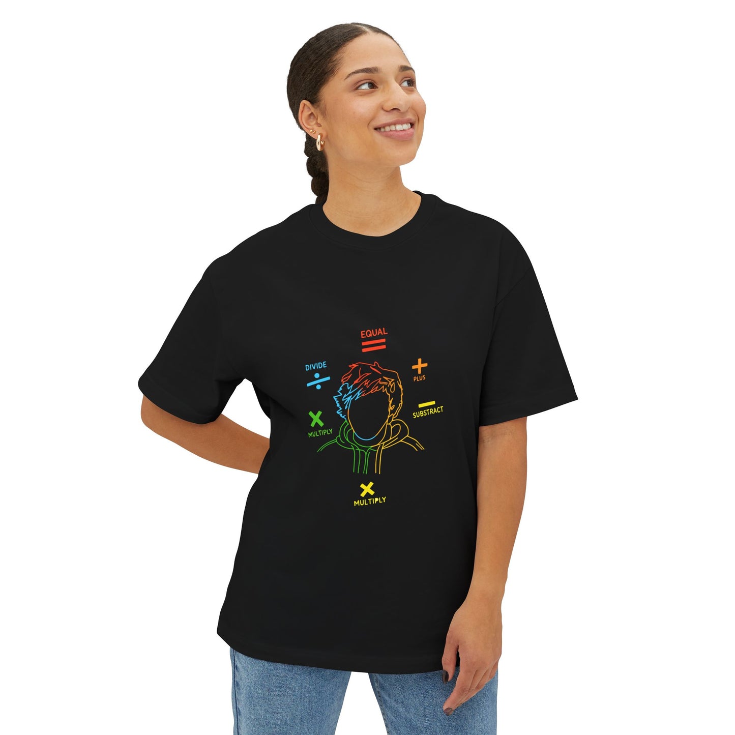 Minimalist Divide Symbol with Brush Oversized Boxy Tee