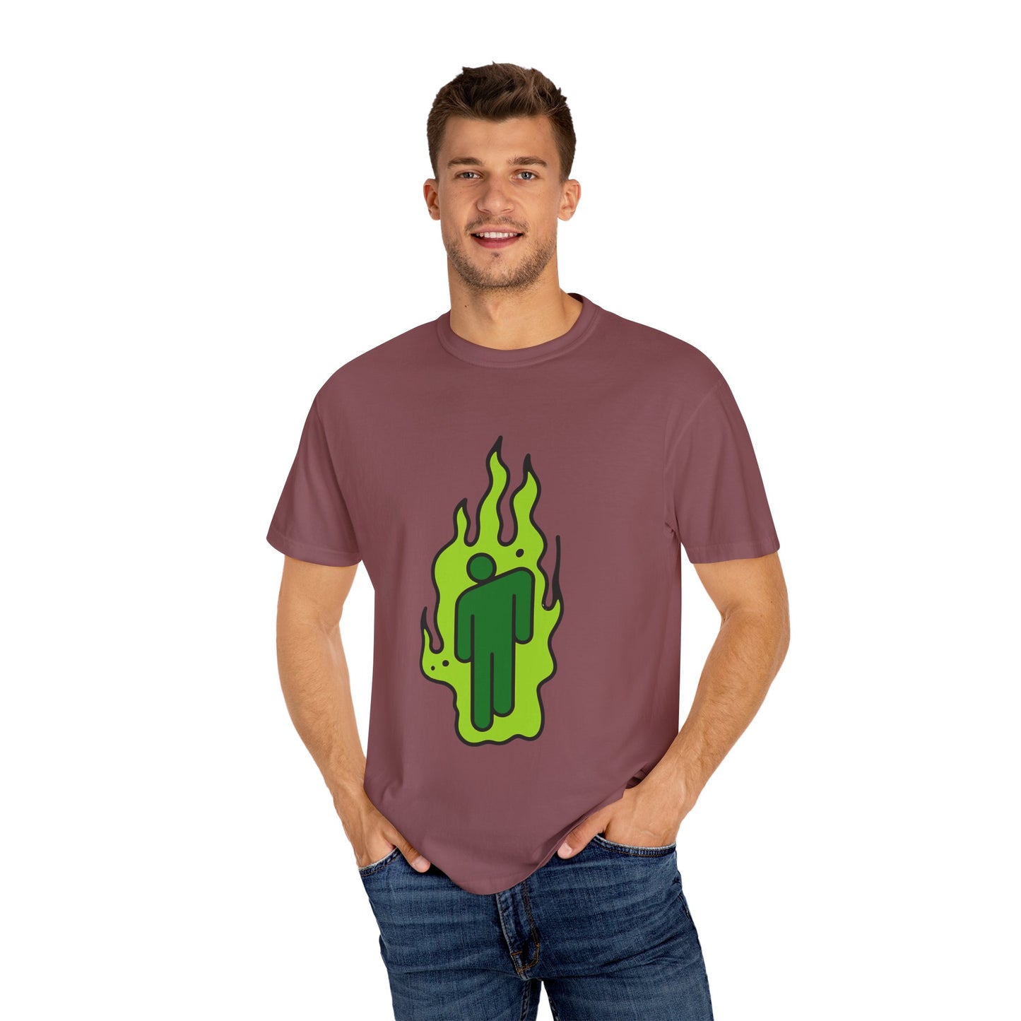 Green Flame Icon Unisex Dyed T-shirt