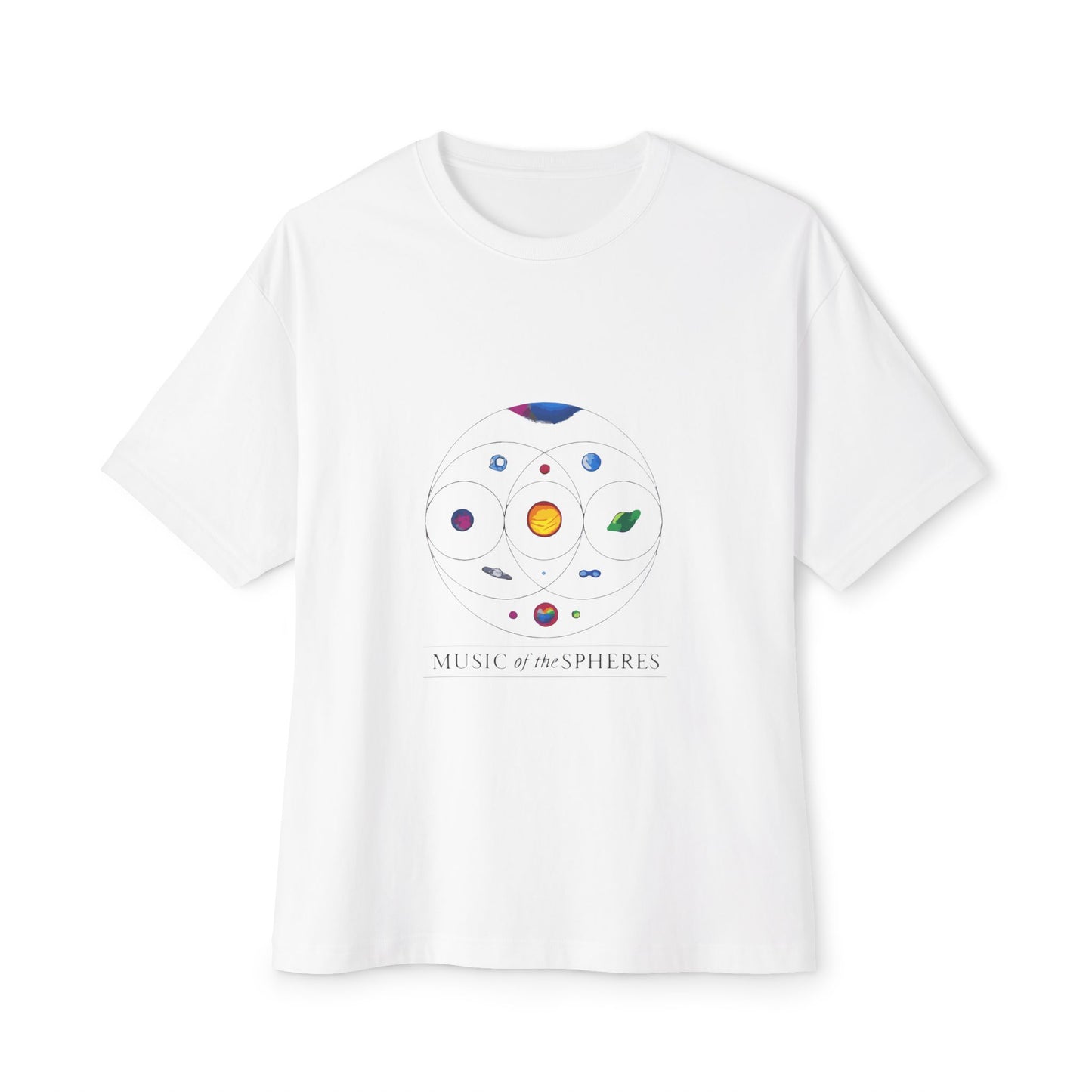 Colorful Planetary Orbit Diagram Unisex Oversized Boxy Tee