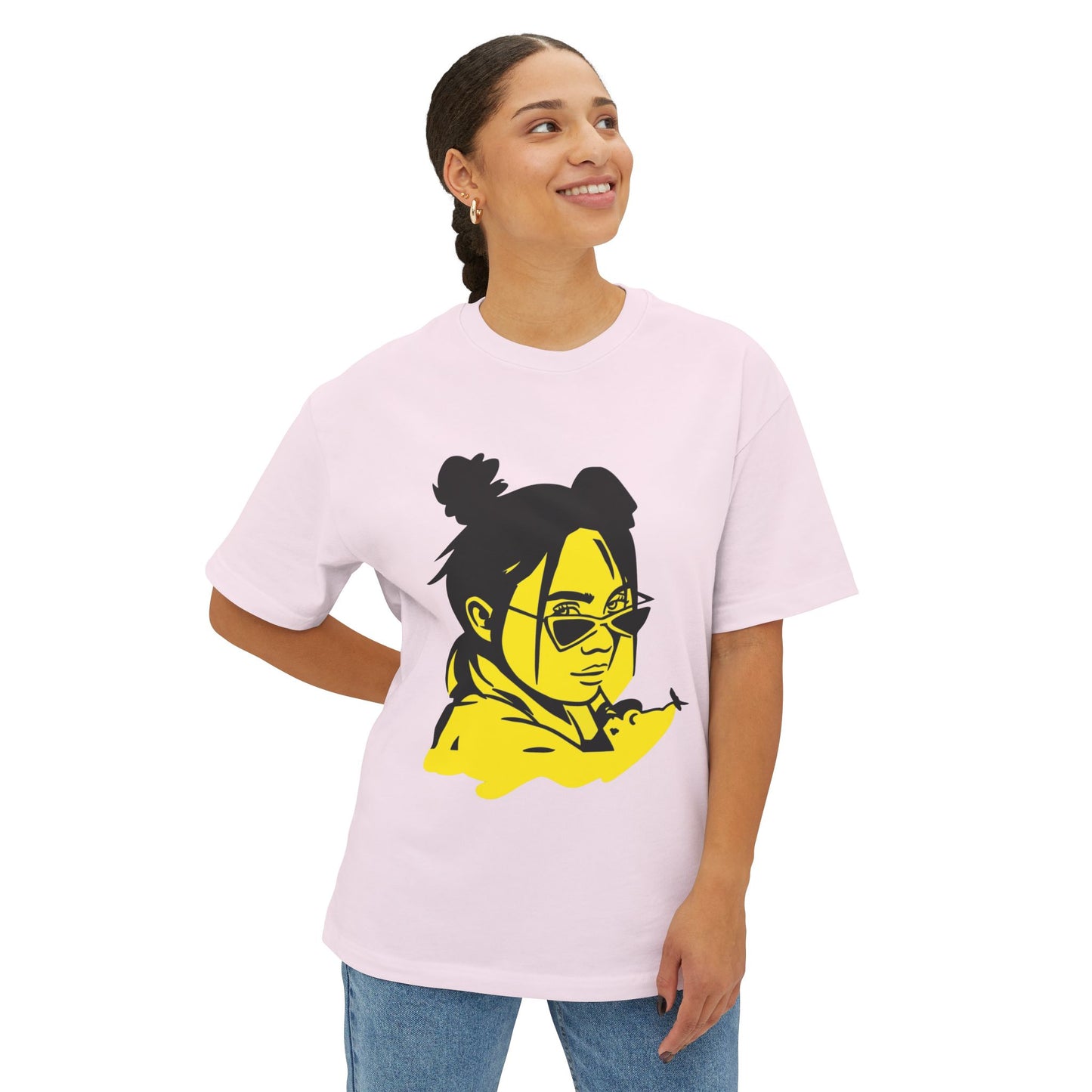Neon Mood Portrait Unisex Oversized Tee