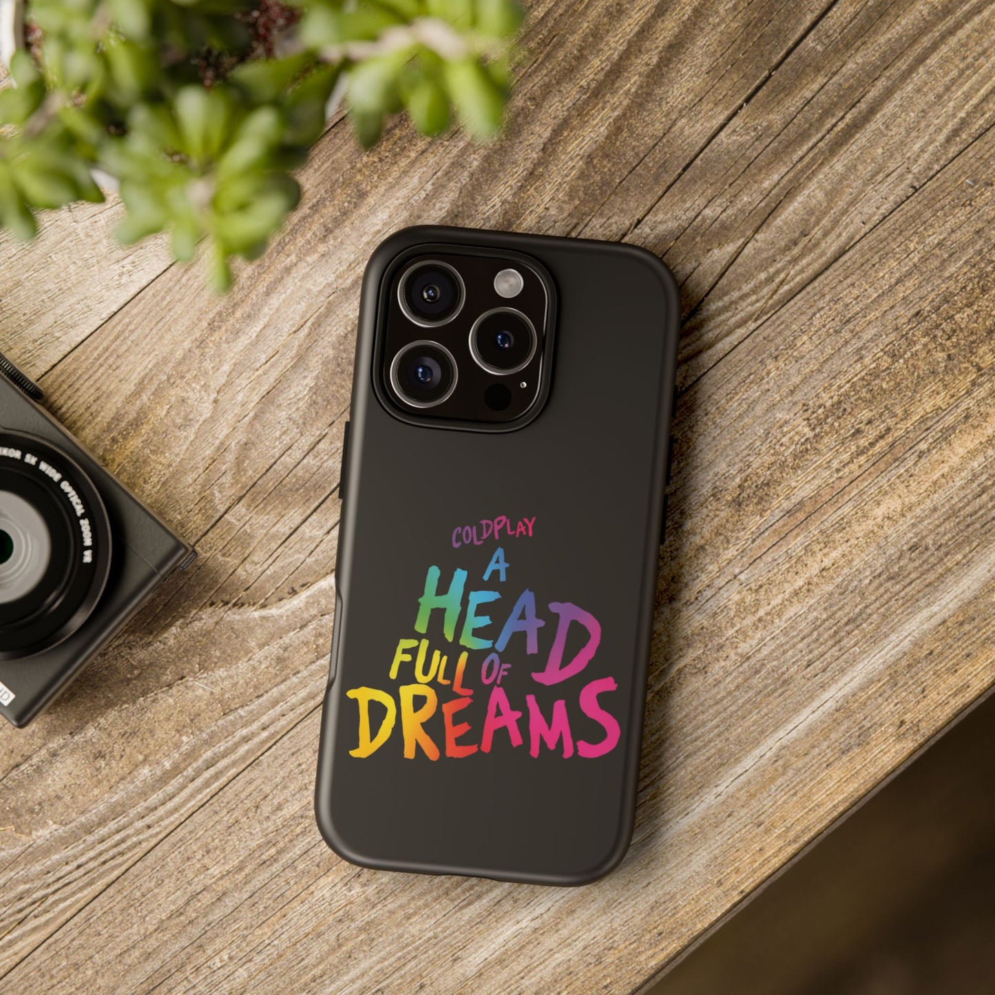 Premium Tough Case for iPhone 12 to 16 Pro Max Showcasing Coldplay’s Iconic A Head Full of Dreams